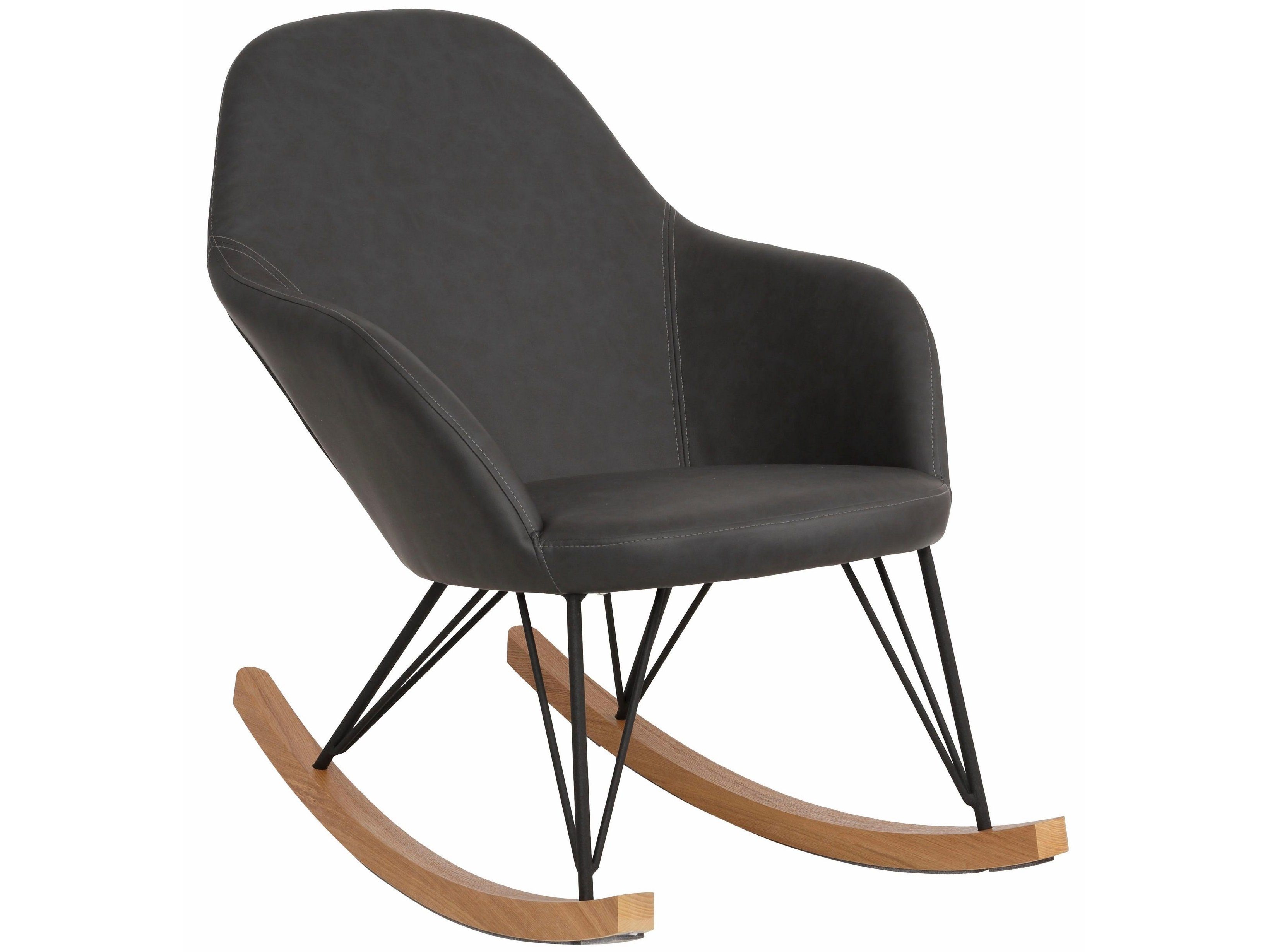 loft24 Schaukelstuhl Tamara, Bezug in Lederoptik, Kufengestell aus Kiefer massiv, Schaukelsessel