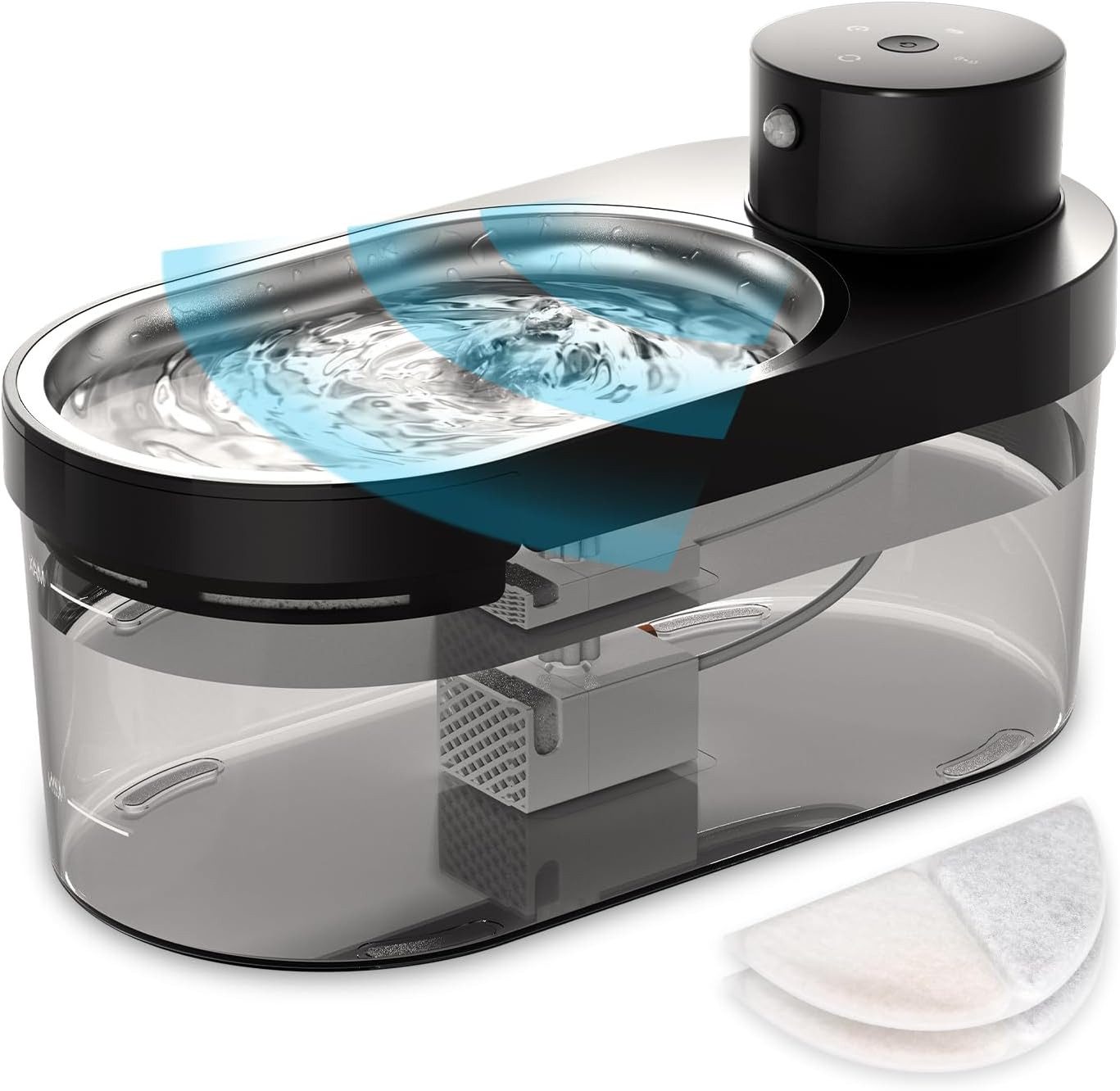 MILFECH Trinkbrunnen Katzenbrunnen Schwarz 5000A mit 2 Filtern & USB Kabel günstig online kaufen