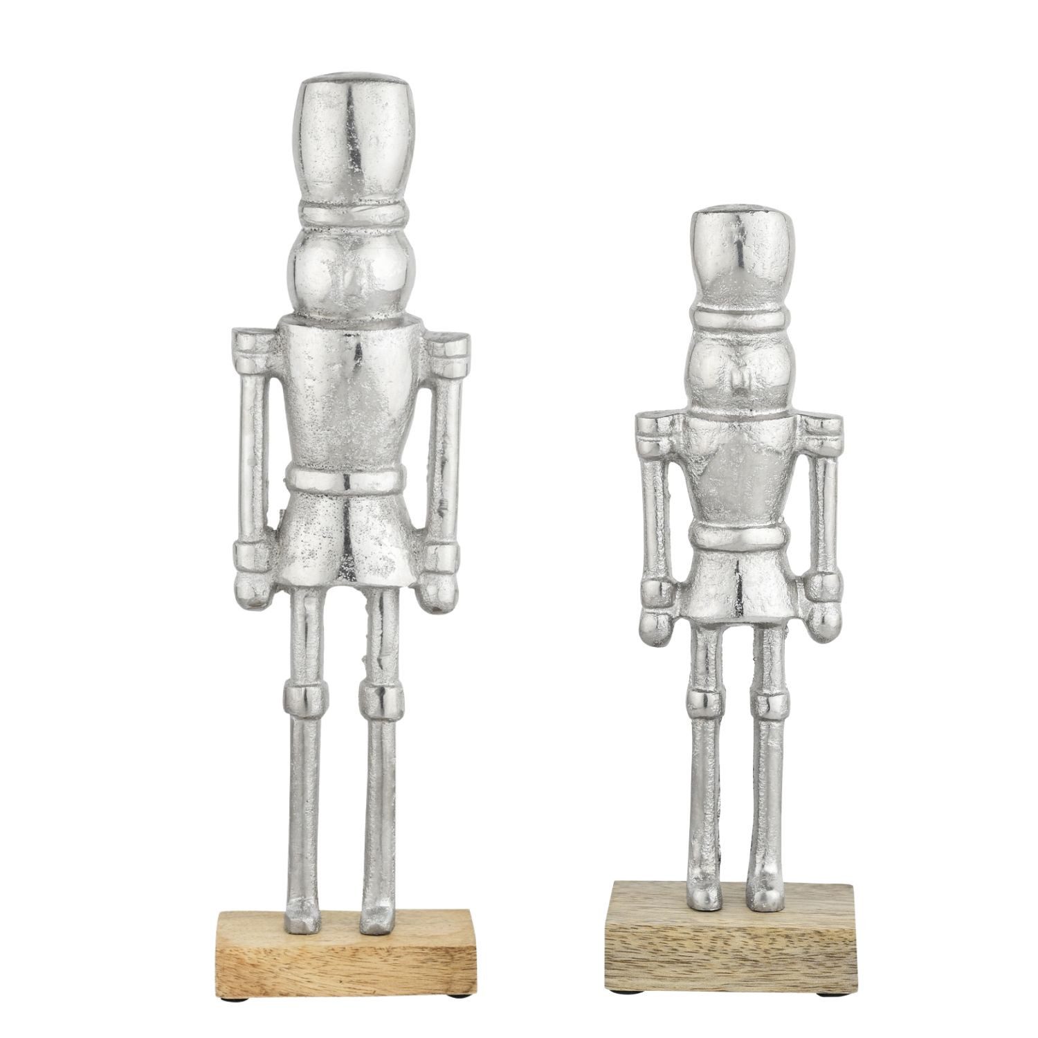 Marrakesch Orient & Mediterran Interior Nussknacker Dekofiguren Nussknacker aus Aluminium gefertigt, 2er-Set, Silber 32 cm, (2-tlg), Handarbeit