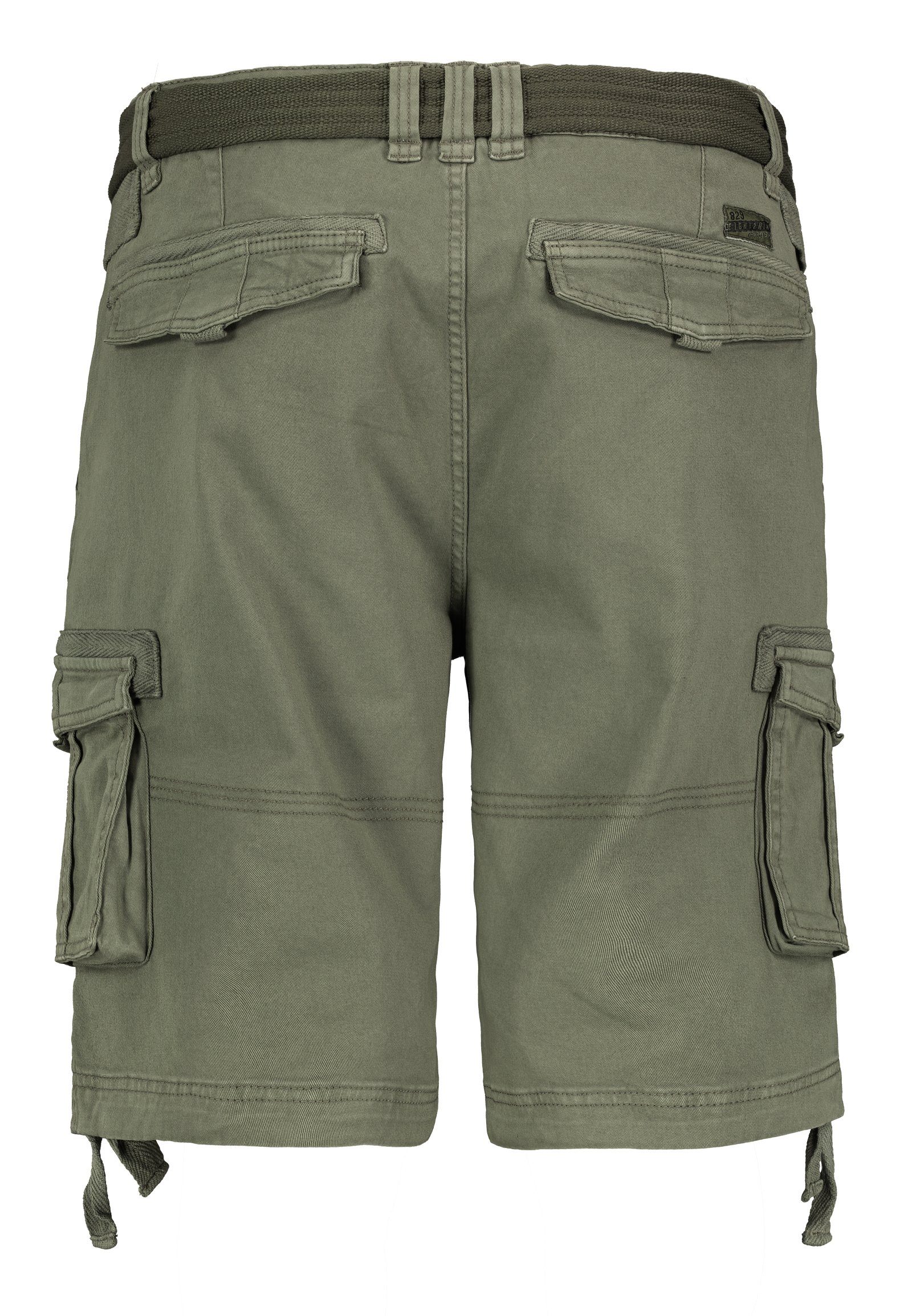 kurze Sommer Shorts Short Gürtel Hose Bermuda Herren Olive + Cargo Shorts Eight2Nine Knielang