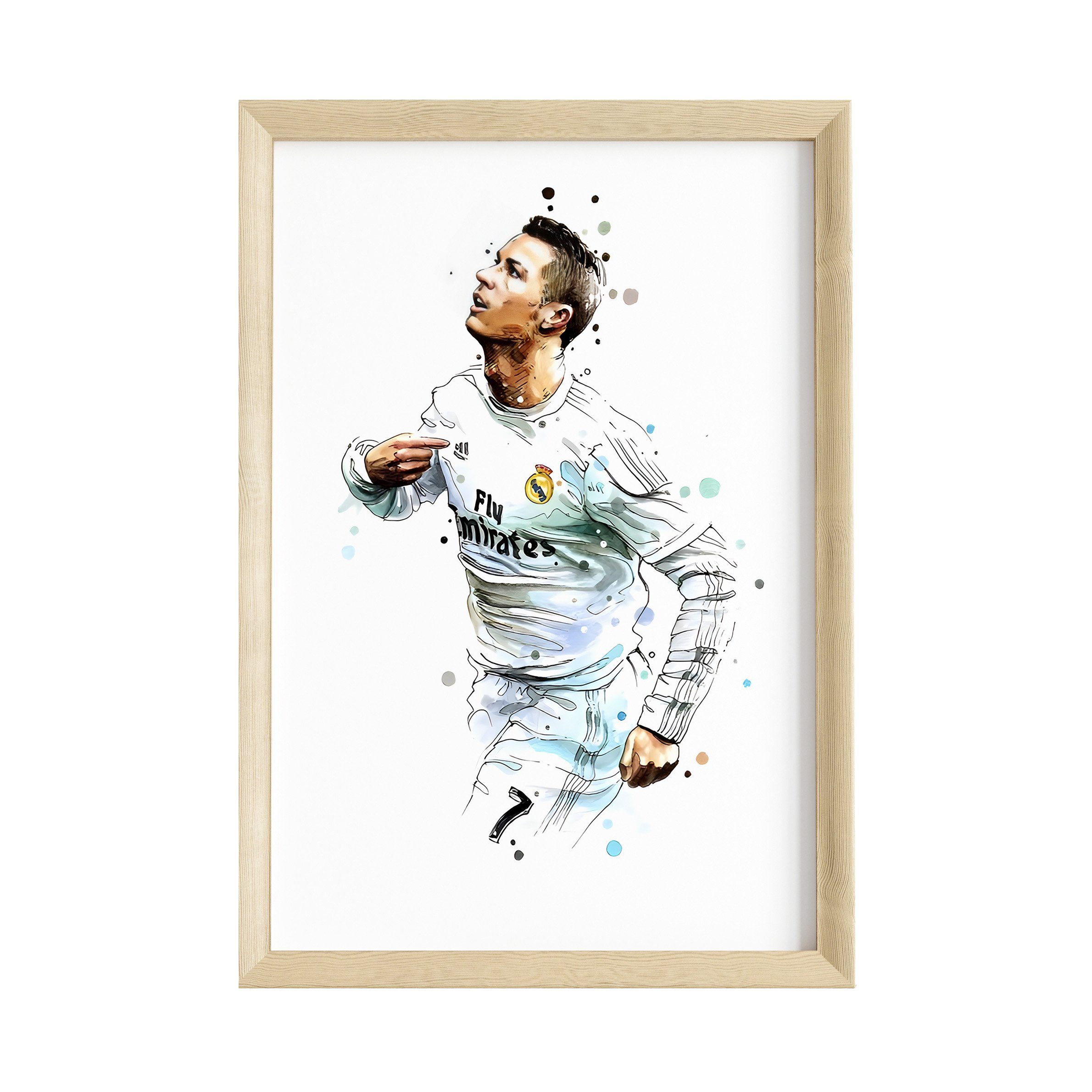 JUSTGOODMOOD Poster Premium ® Christiano Ronaldo Fußball Poster ·Wasserfarben· ohne Rahmen