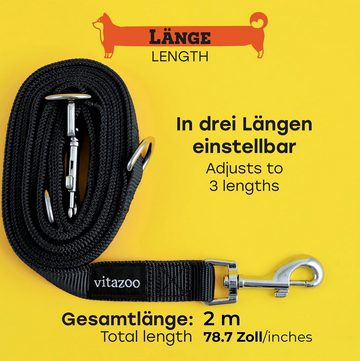 VITAZOO Hundeleine Verstellbare Hundeleine, Schwarz, 2m x 2,5cm, Nylonfaser, Black Dog Leash, 2m x 2.5cm, Adjustable