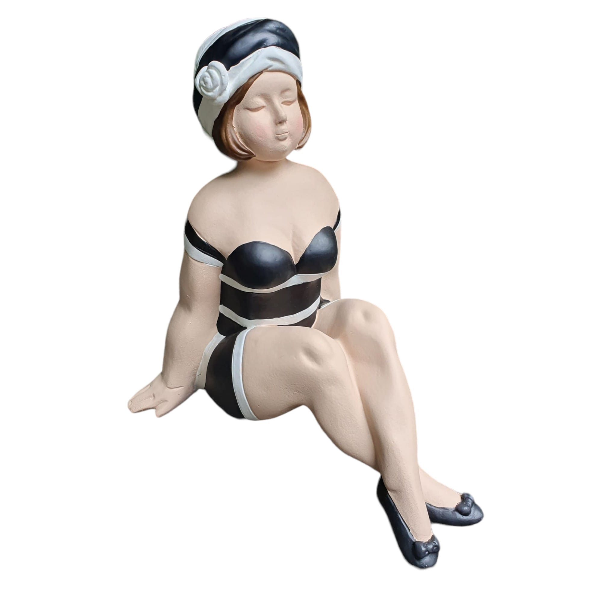 Gartenfigur sitzende Badenixe Figur 19 cm schwarz, Figur für den Garten