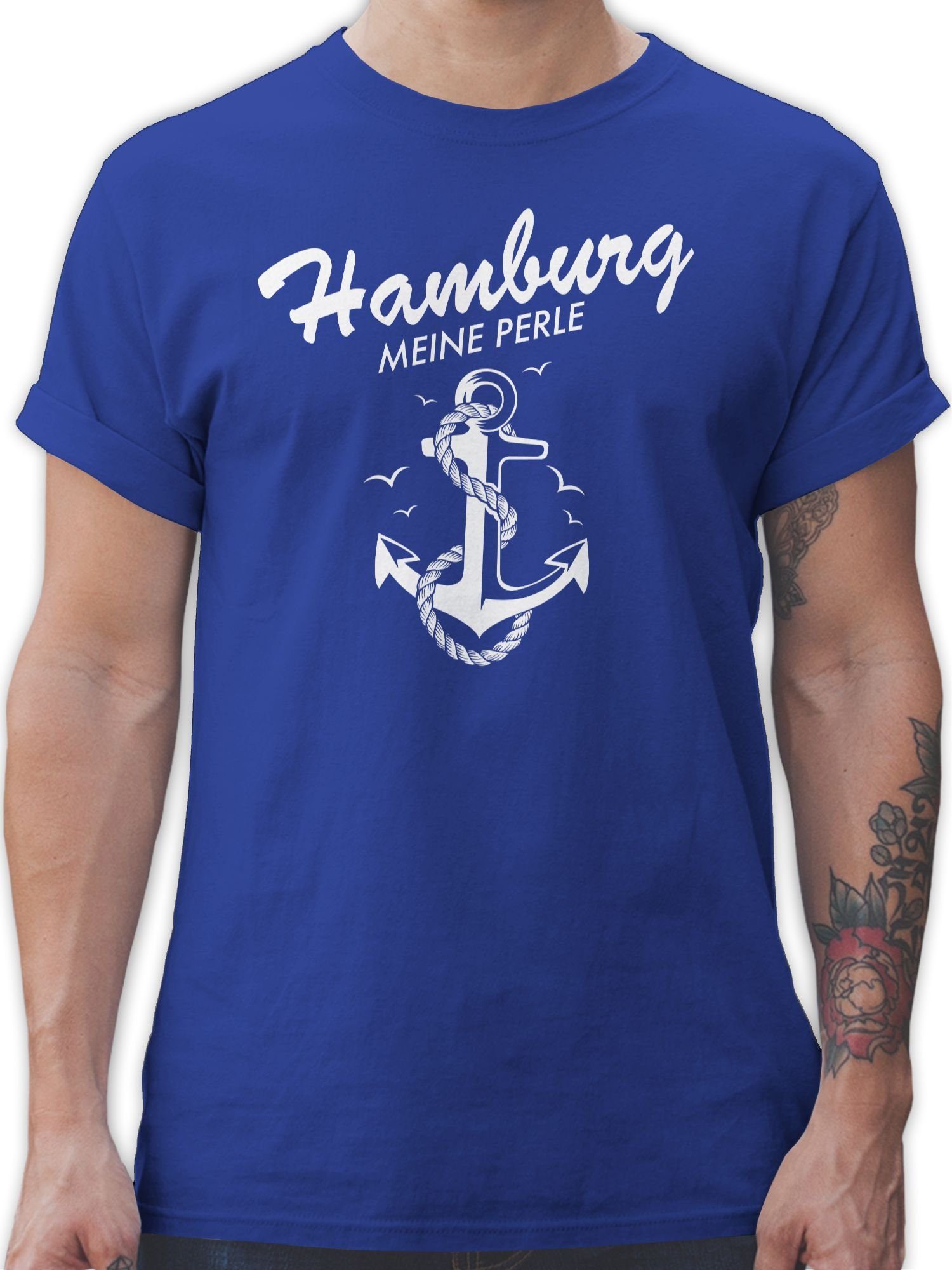 Shirtracer T-Shirt Hamburg - 02 Stadt und Royalblau Perle meine Outfit City
