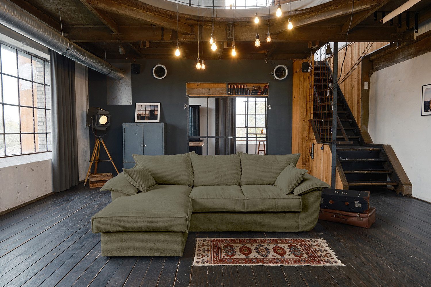 KAWOLA Ecksofa DAMETO, Schlafsofa Couch Cord günstig online kaufen