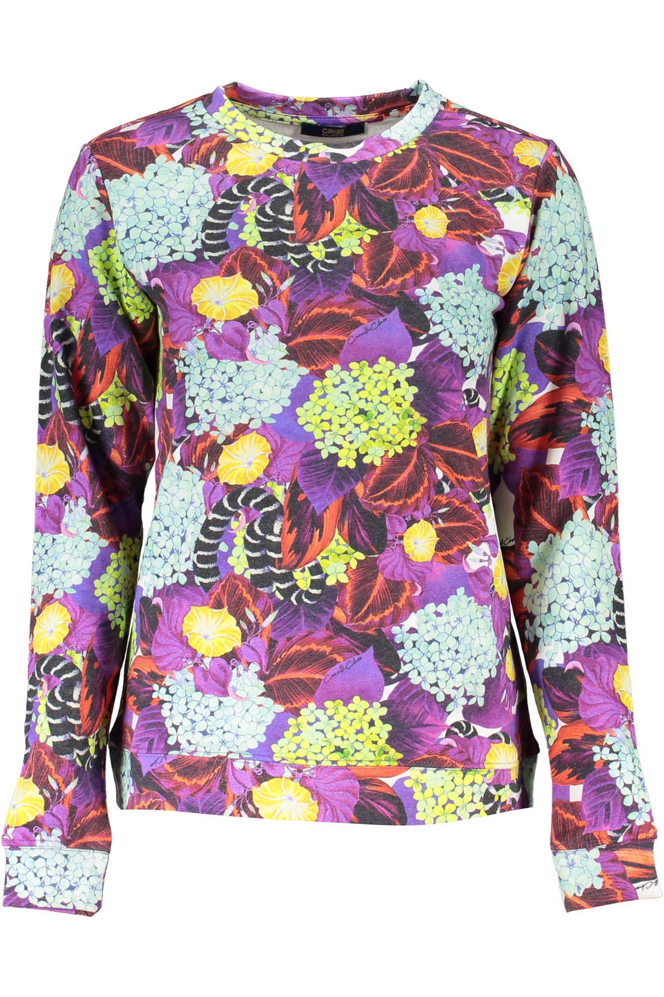 Cavalli Class Sweatshirt Violett Damenpullover - Langarm Sweatshirt mit