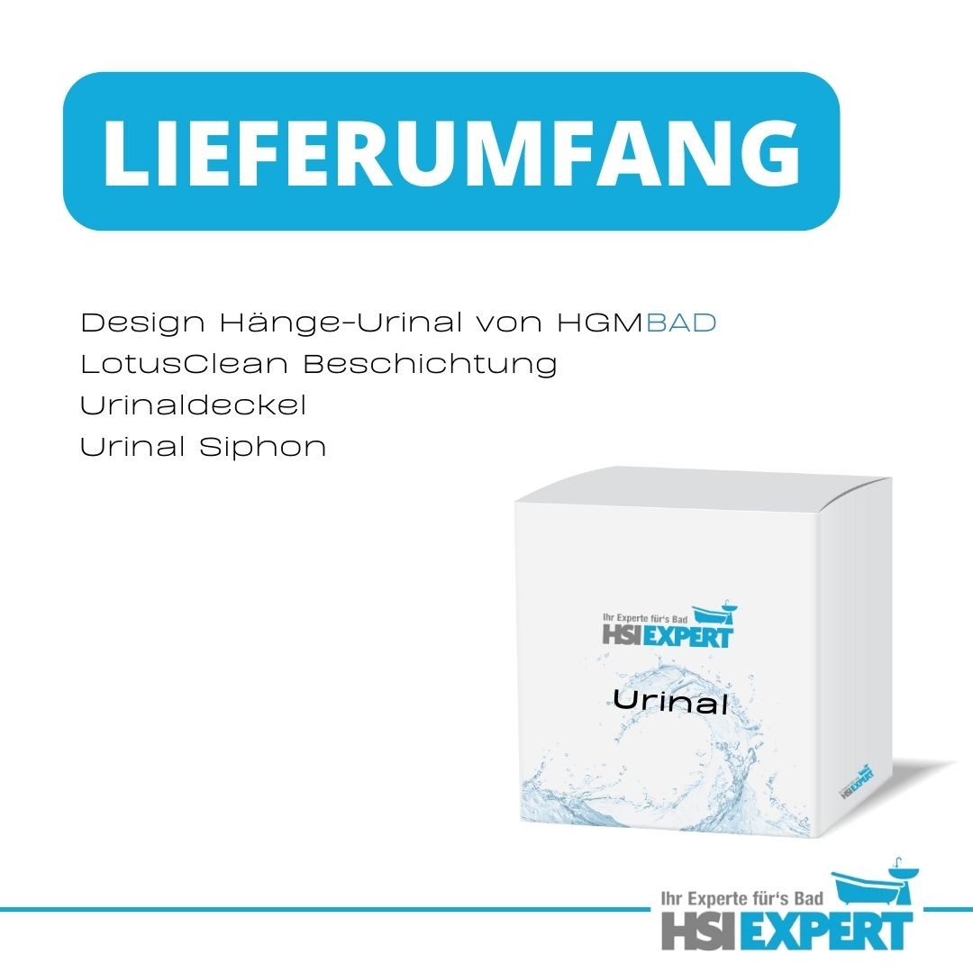 HGMBAD Urinal Urinal mit Deckel und Beschichtung Zulauf hinten, Keramik, Wasserspülung, Abgang nach hinten, (Spar-Set, Komplettset), SoftClose-Funktion