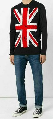 Dsquared2 T-Shirt DSQUARED2 JEANS UNION JACK RIBBED VINTAGE USED LOOK SWEATSHIRT T-SHIRT