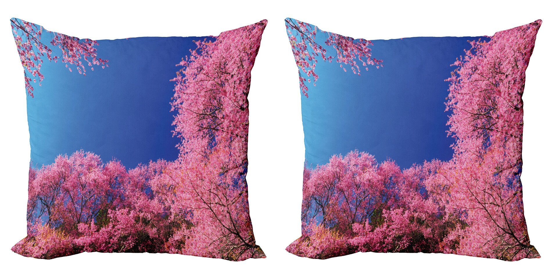 Digitaldruck, Stück), Doppelseitiger Modern Kissenbezüge Natur Kirschblüten-Bäume (2 Accent Abakuhaus