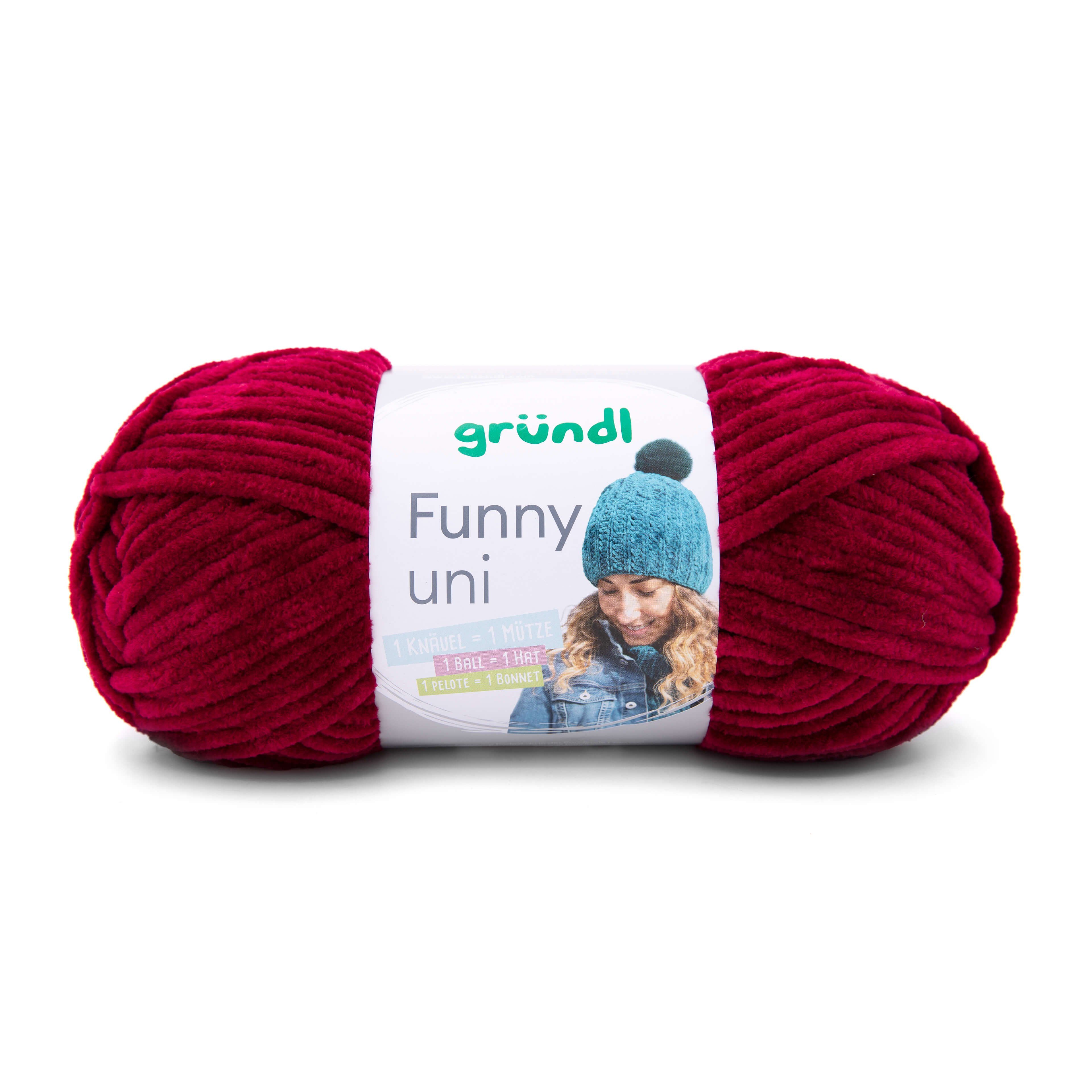 Gründl Funny Chenille Wolle uni einfarbig zum Stricken Häkeln, Chenillegarn Häkelwolle, 120,00 m (Chenillewolle, Flauschgarn, Kuschelwolle), weich und pflegeleicht