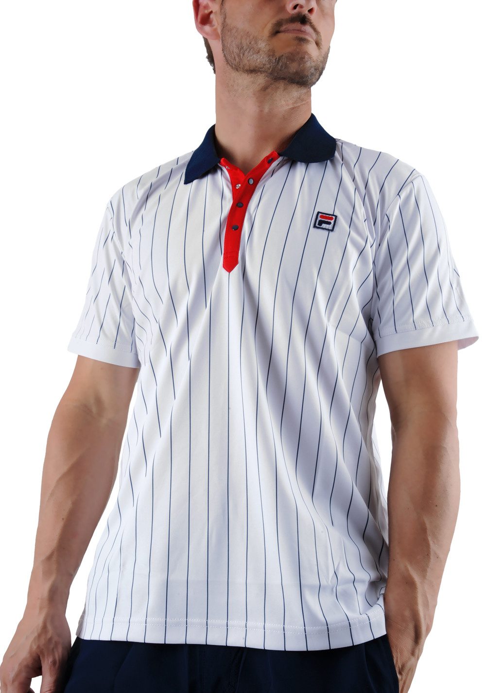 Fila Poloshirt Stripes (100% Polyester) weiss/navy/rot Herren