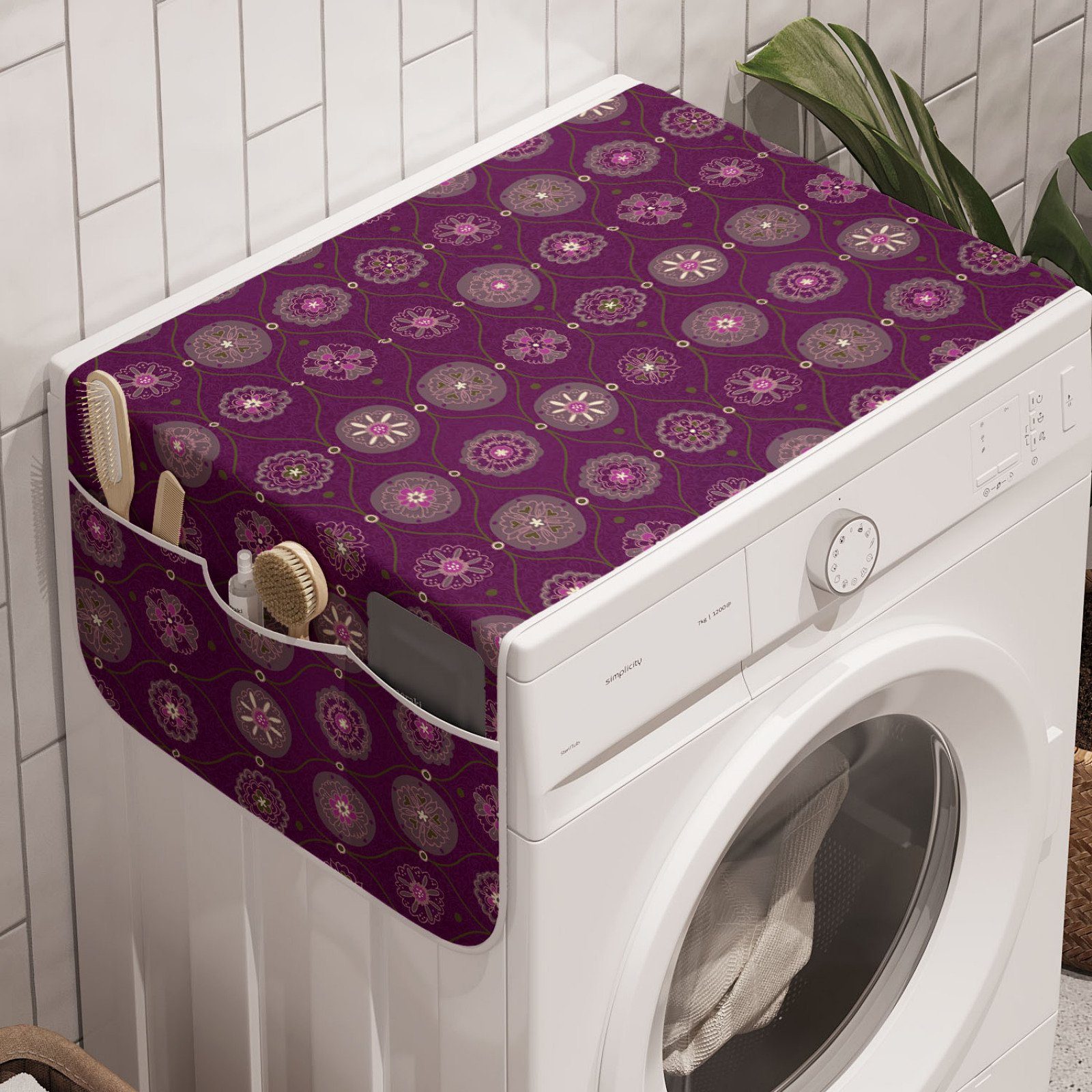Trockner, Flourish für orientalisch und Anti-Rutsch-Stoffabdeckung Abakuhaus Verziert Badorganizer Waschmaschine