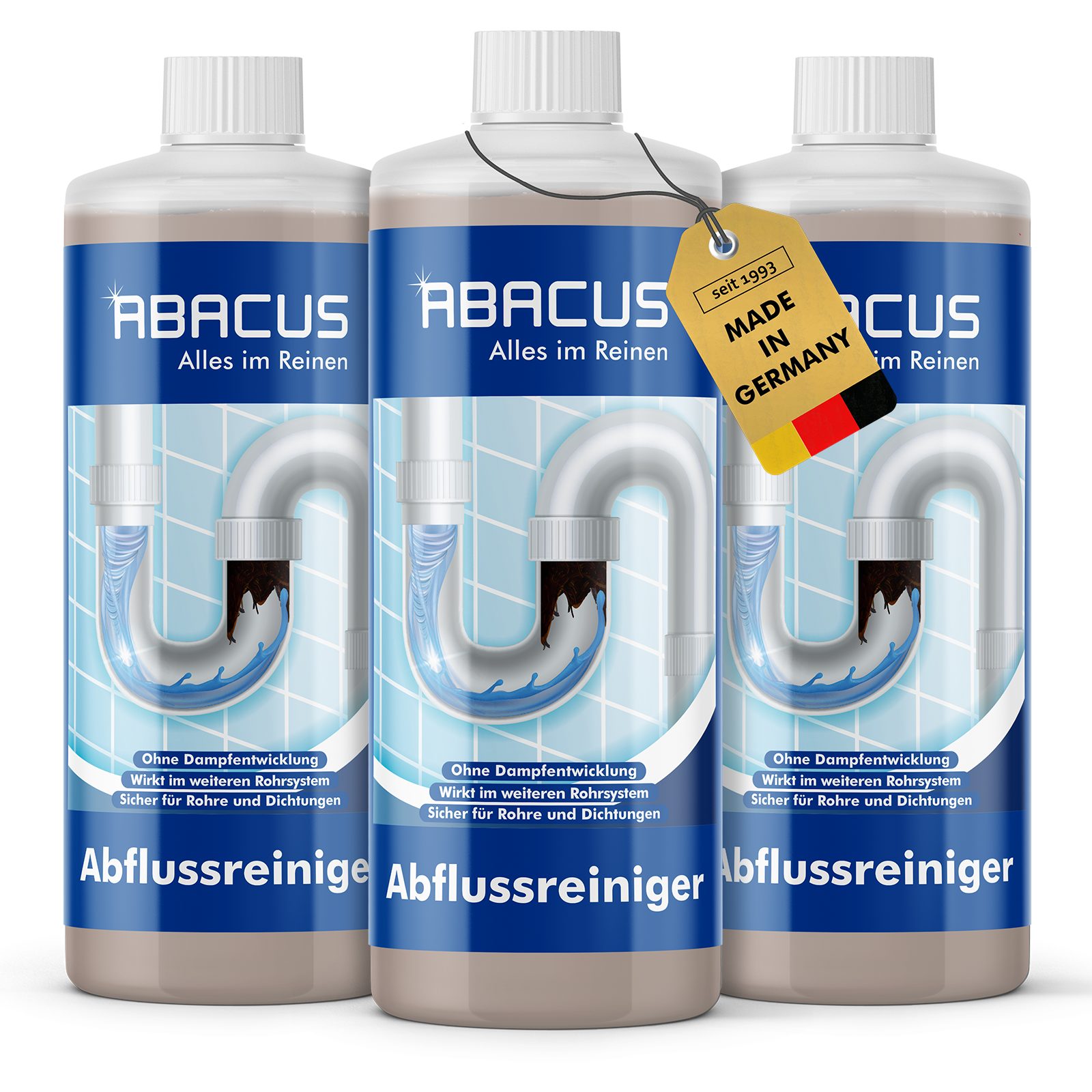 ABACUS Abflussreiniger, Rohrreiniger, Rohrfrei, Abflussfrei Rohrreiniger (Sicher für Rohre und Dichtungen, [- Wirkt sogar bei stehendem Wasser Löst hartnäckigste Verstopfungen)