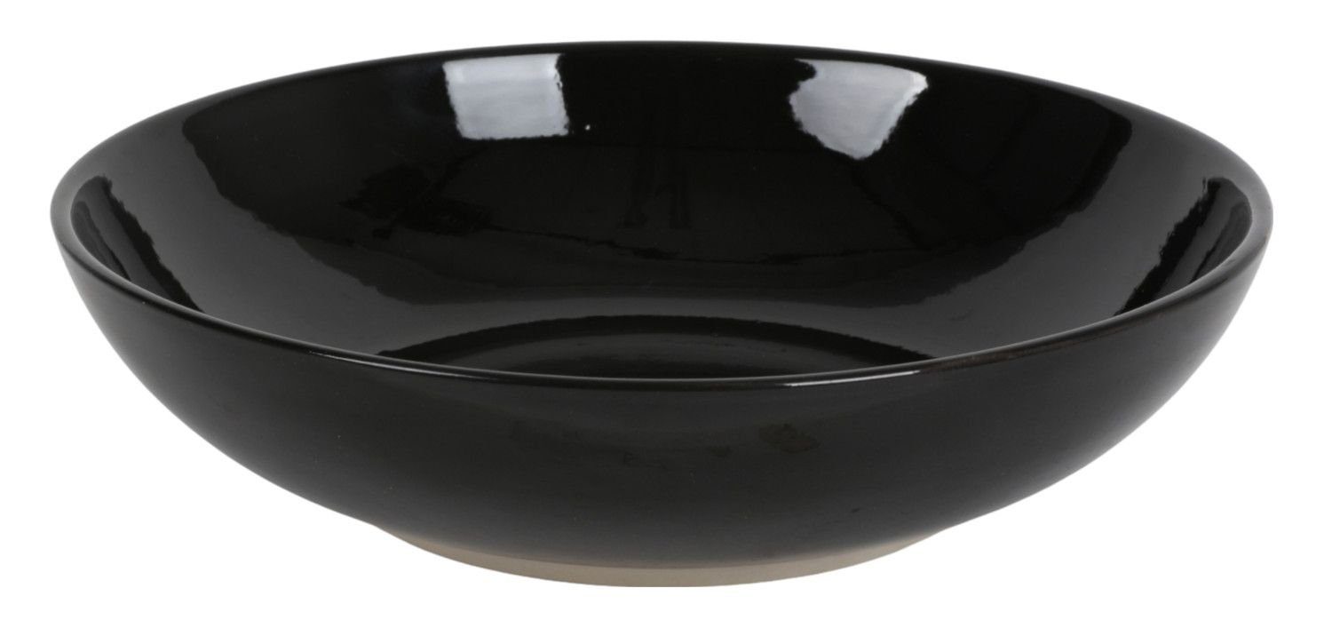 BURI Teller Suppenteller 4er-Set Keramik Essteller gestreift schwarz Speiseteller