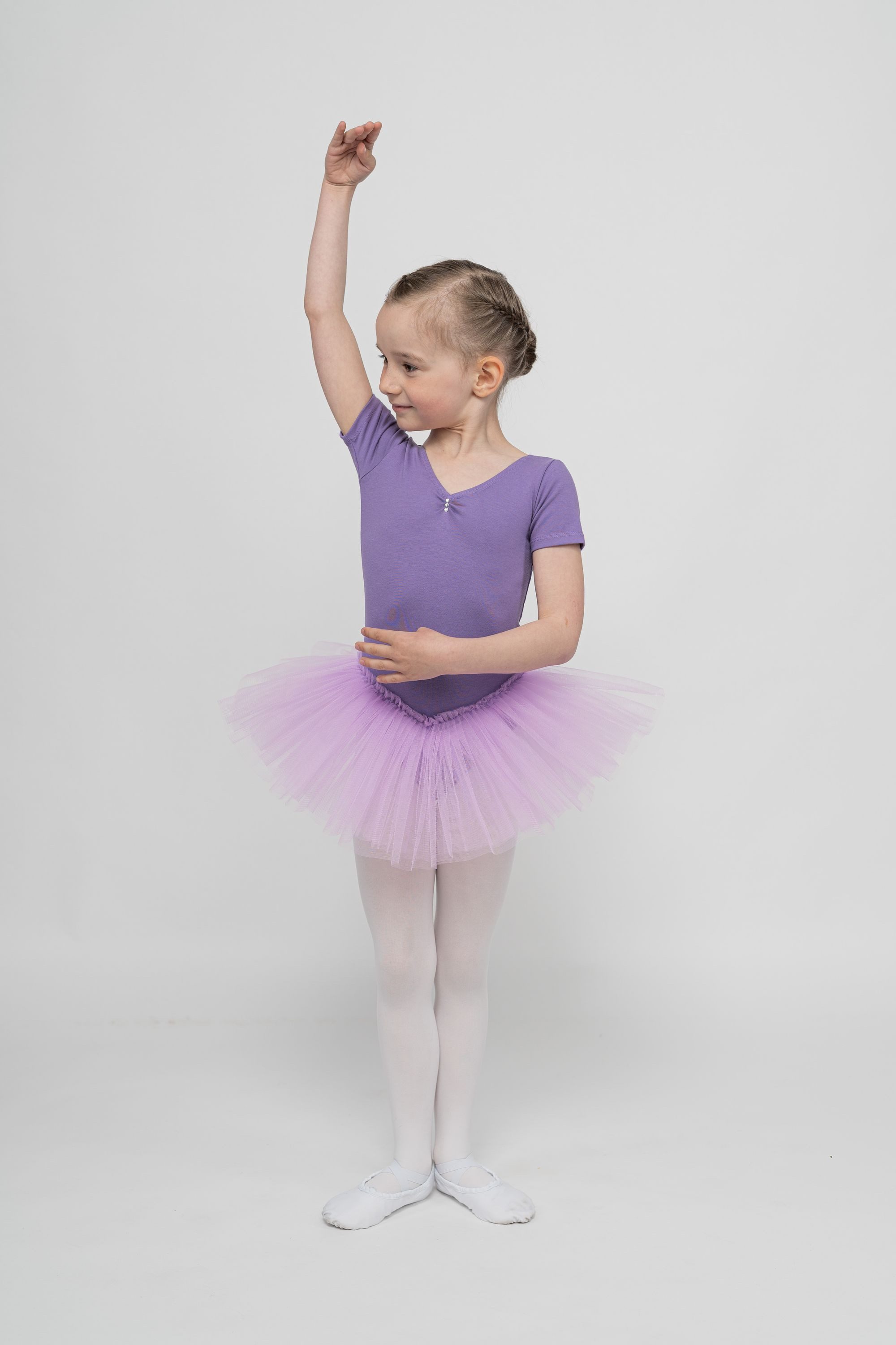 tanzmuster Tüllkleid Ballett Tutu Nele mit Glitzersteinen Kurzarm Ballettkleid aus weicher Baumwolle mit Tüllrock für Mädchen