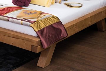 GMD Living Bett MOSTAR (1-tlg), Balkenbett mit vier schrägen Holzbeinen, Liegefläche: 140 x 200 cm