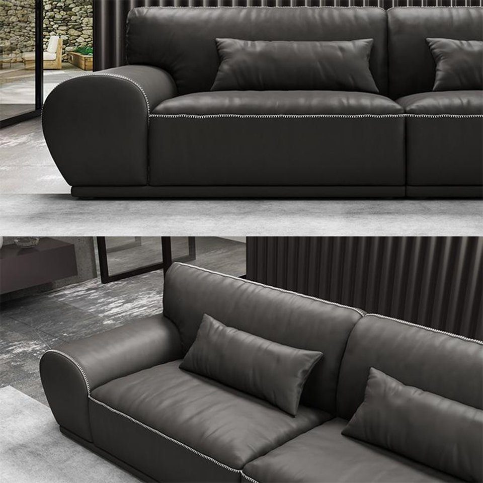 JVmoebel Esk Ledersofa Ecksofa, Design Ecksofa Modern Schwarz Wohnlandschaft Couch Sofas L-form