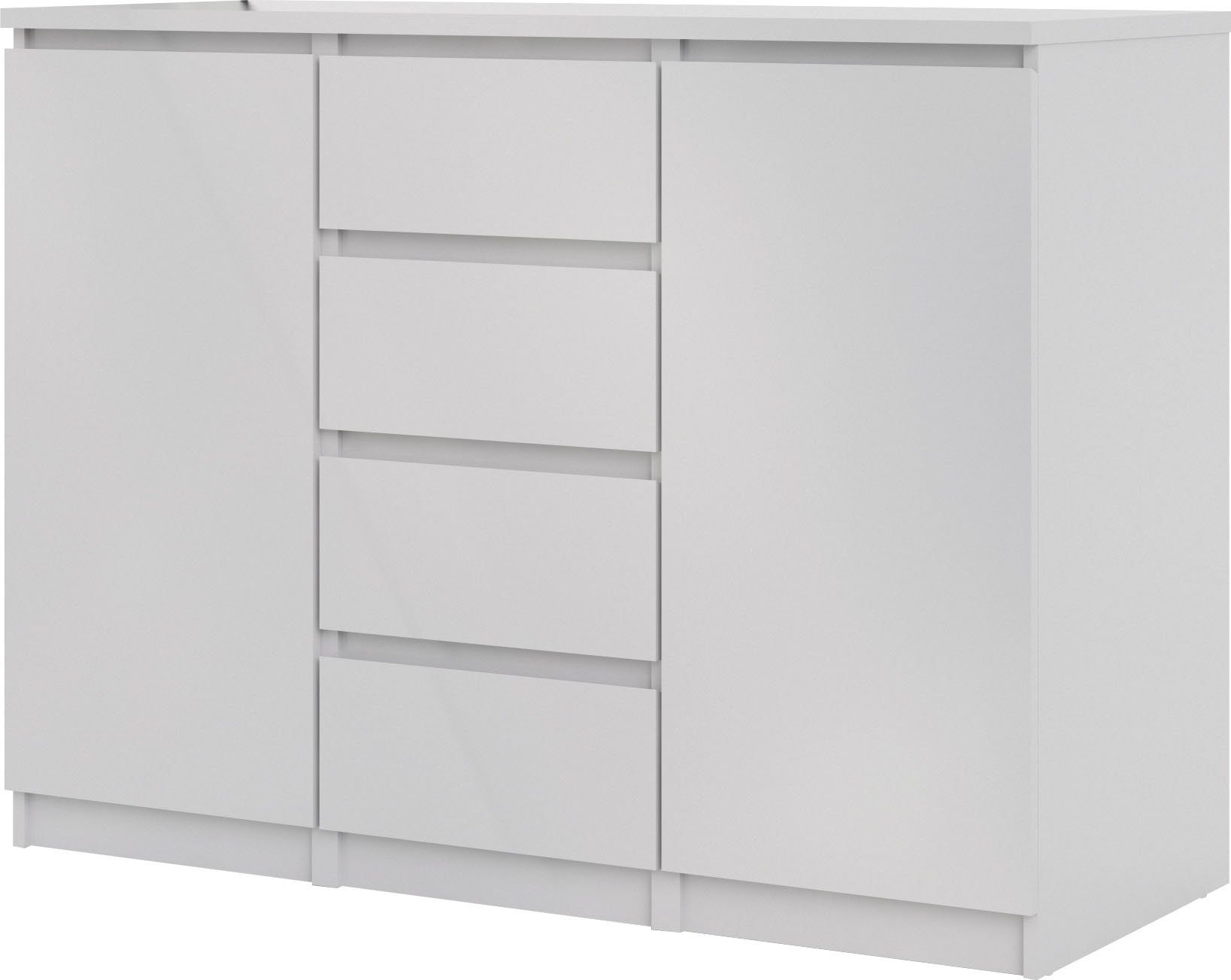 Home affaire Kommode Naia, Sideboard, 4 Schubladen, 2 Türen, Aufbewahrung, grifflose Front, Mit Einlegeböden, modern, skandinavisches Design, in mehrere Farben