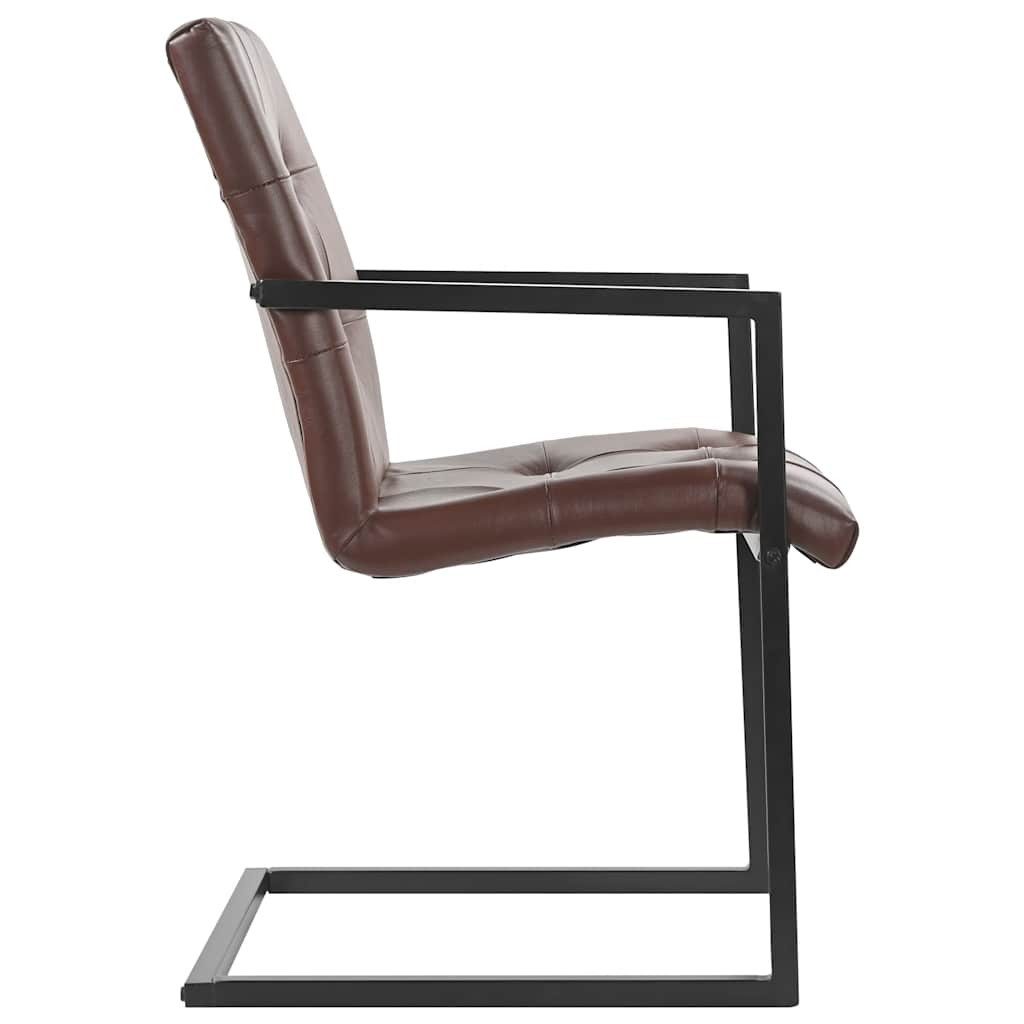 vidaXL Esszimmerstuhl Freischwinger 2 Stk. Braun Echtleder (2 St)