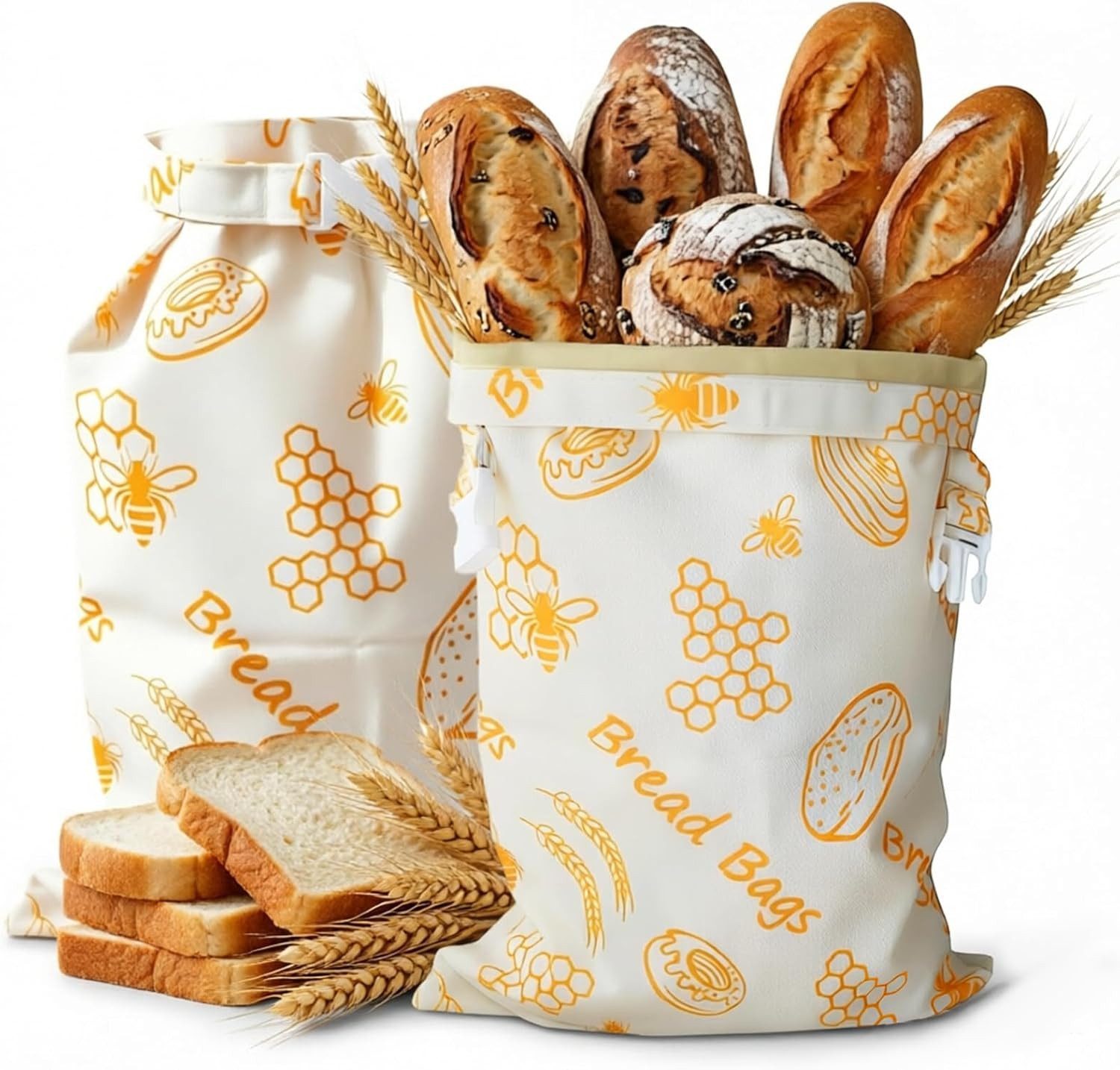 Agger Brottasche Bienenwachs Brotbeutel, Wiederverwendbare Brotbeutel Leinen 43×33 cm