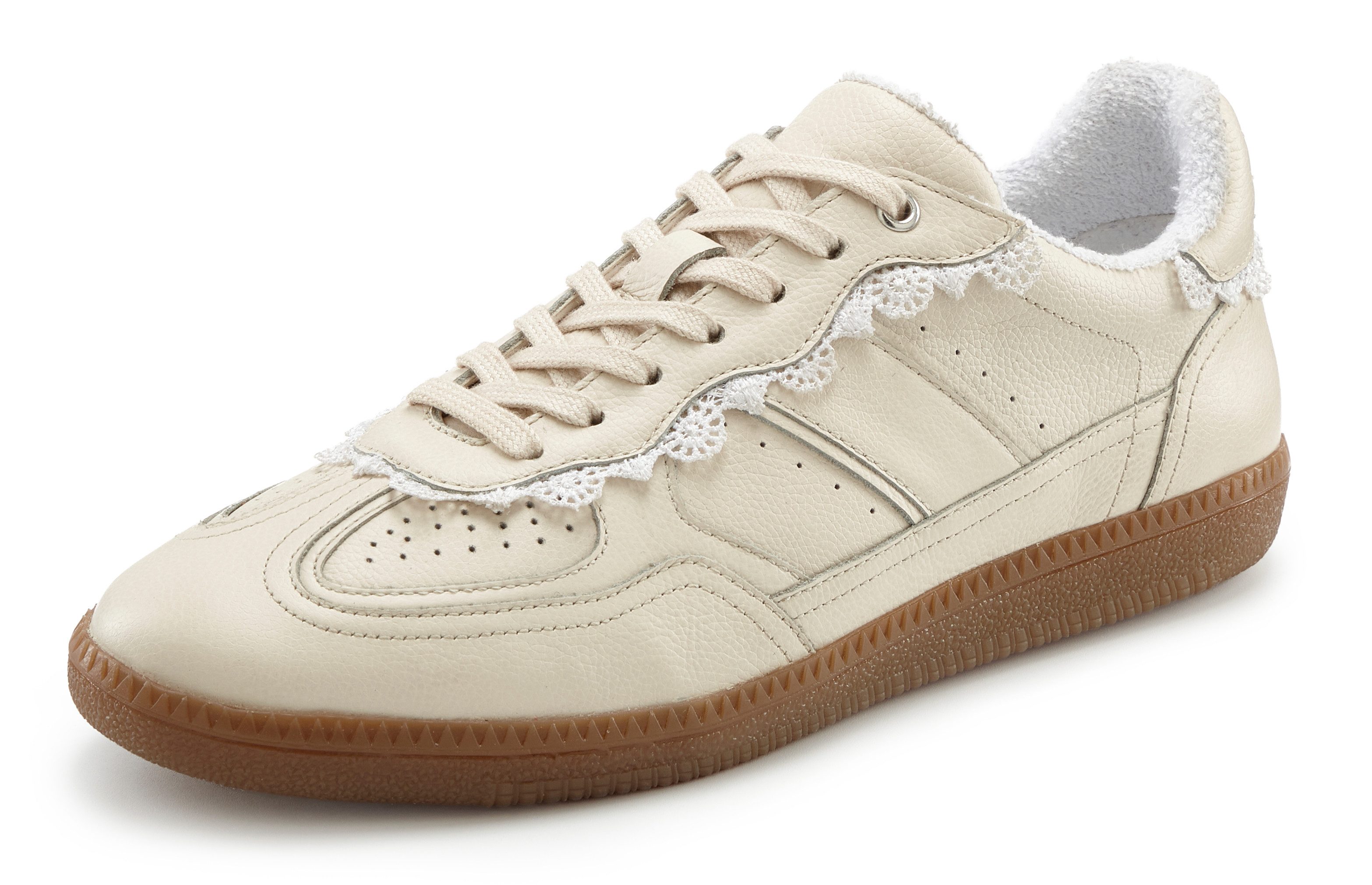 LASCANA Freizeitschuh, Halbschuh Sneaker mit Lederanteil und Spitzen Details