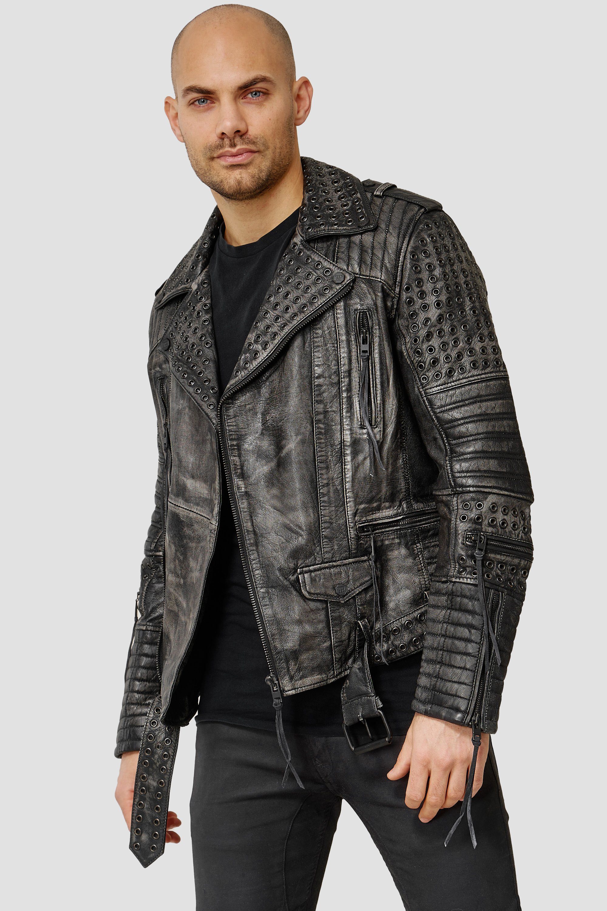 trueprodigy Lederjacke Geralt mit Ösen und günstig online kaufen