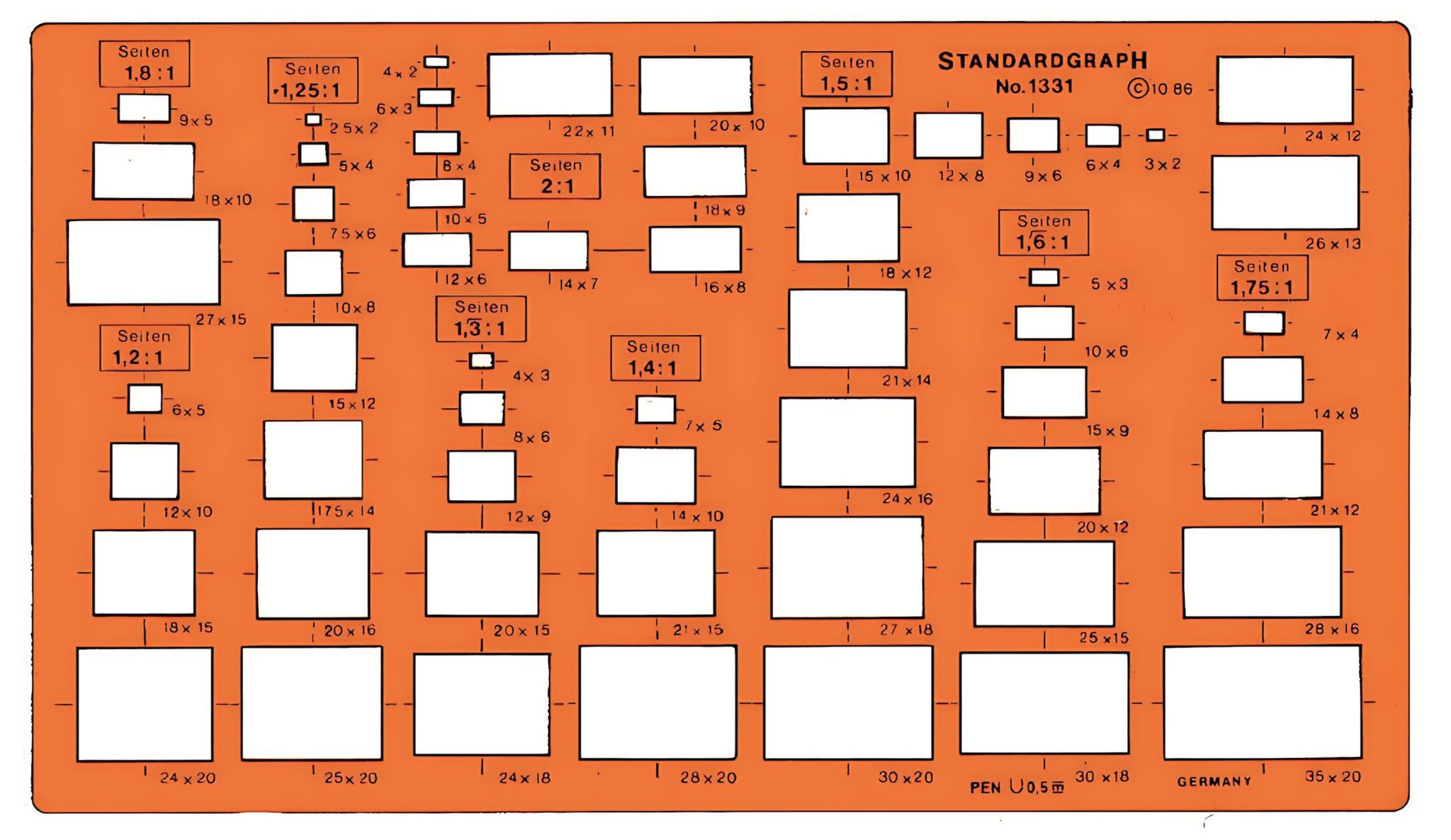 STANDARDGRAPH Zeichenlineal Standardgraph Rechteck Schablone metrisch 1 Stück