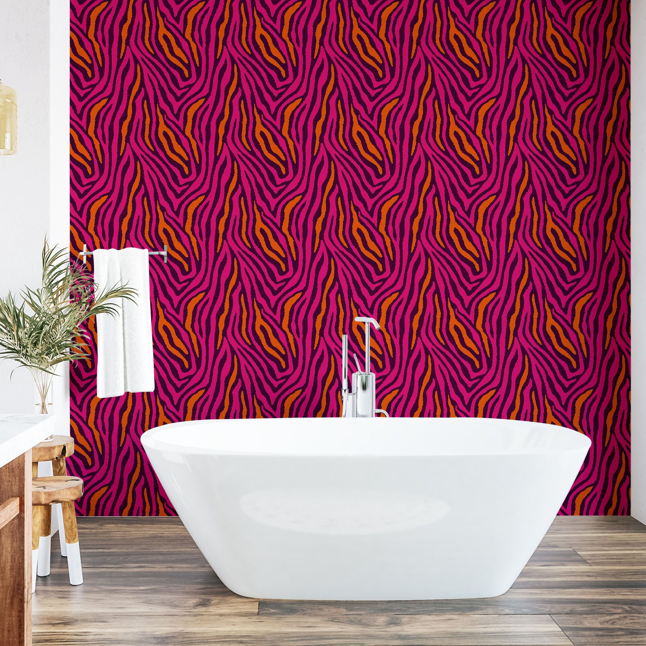 Vinyltapete Abakuhaus selbstklebendes Wohnzimmer Küchenakzent, Zebra-Muster-Streifen-Design Safari