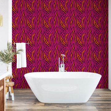 Abakuhaus Vinyltapete selbstklebendes Wohnzimmer Küchenakzent, Safari Zebra-Muster-Streifen-Design