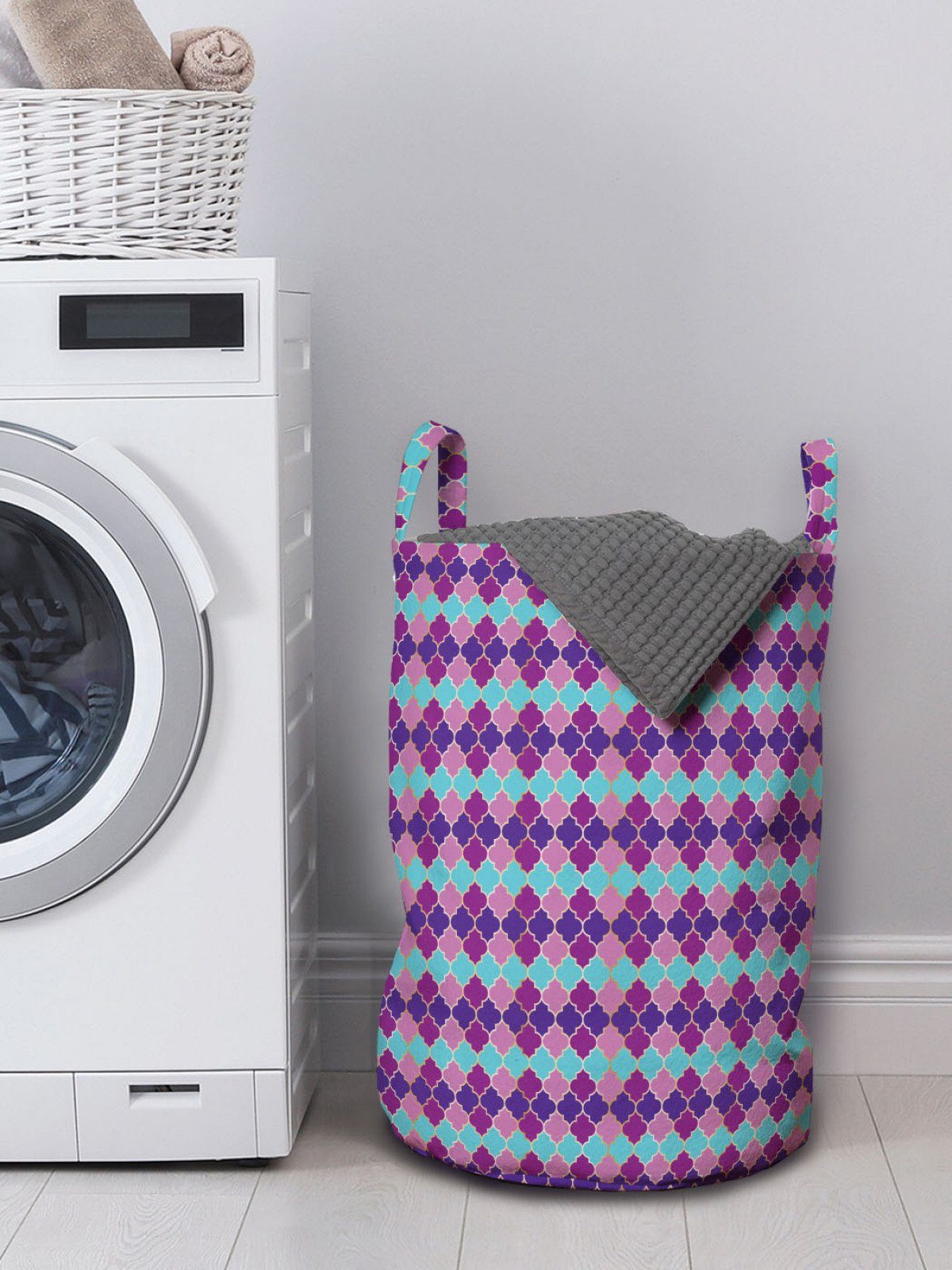 Abakuhaus Wäschesäckchen Wäschekorb mit für Quatrefoil traditionelles Waschsalons, Kordelzugverschluss Vivid Motiv Griffen