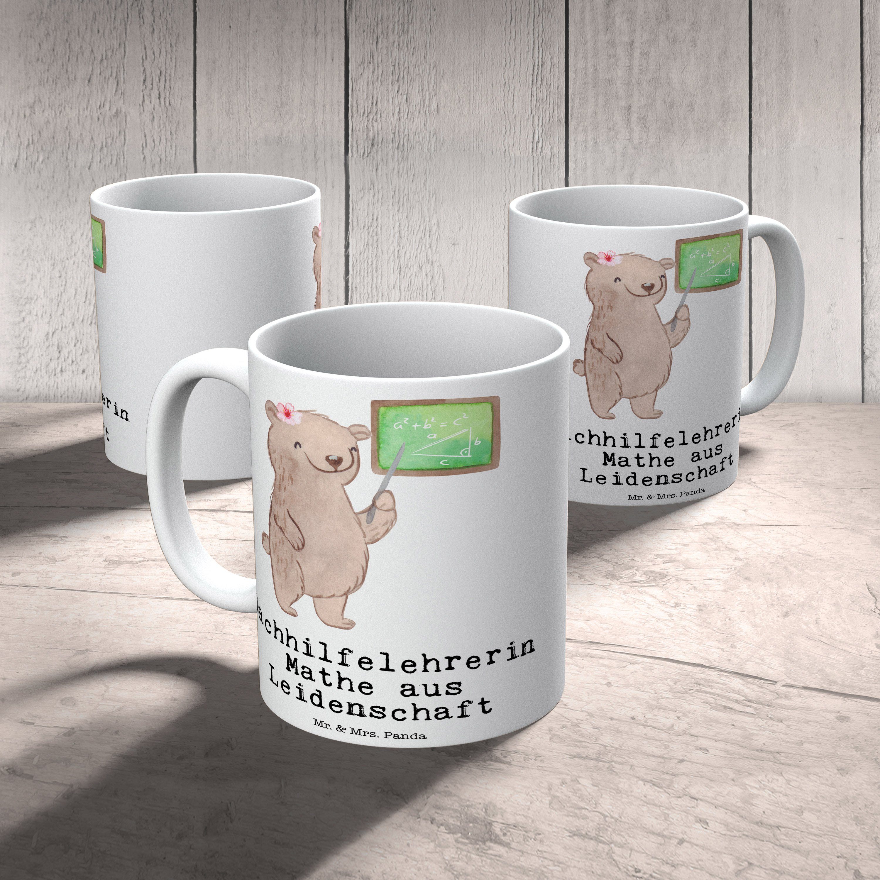 Mr. & Tasse Mrs. aus Panda Leidenschaft - Weiß Nachhilfelehrerin - Beruf, Mathe Geschenk, Keramik Ta