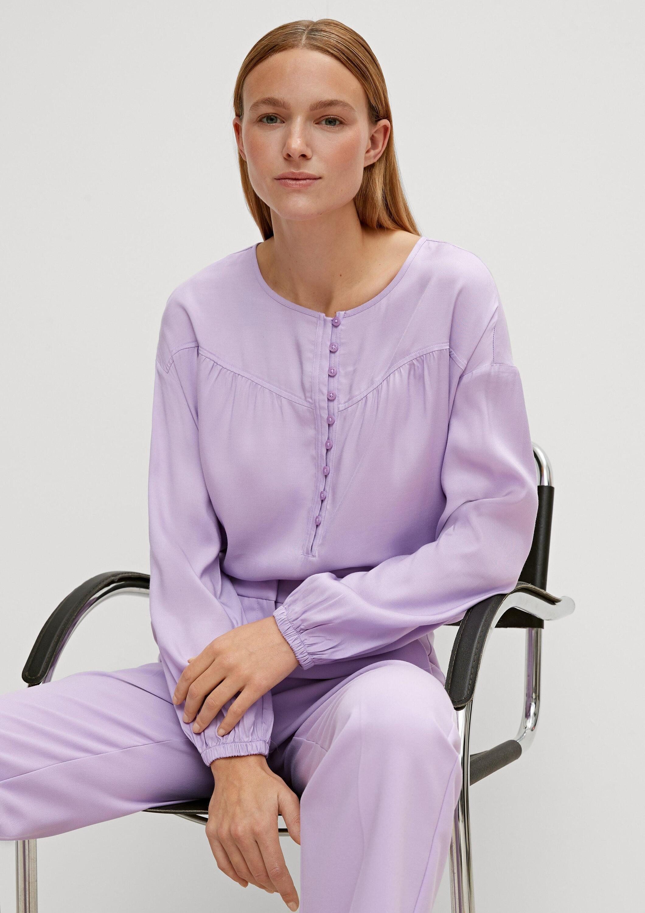 comma Langarmbluse Bluse Bluse mit Henleyausschnitt