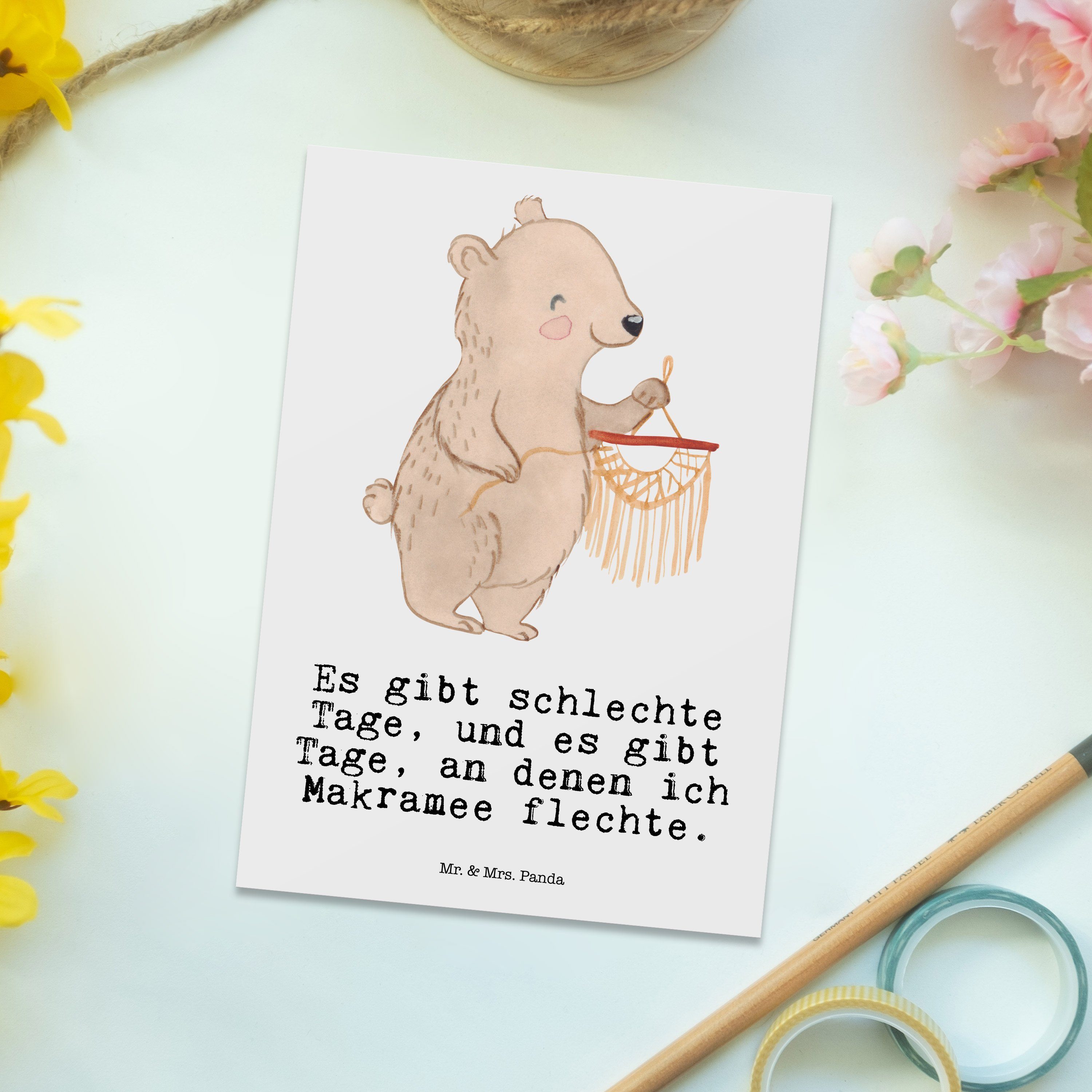 Danke, Mrs. & - Makramee Geschenk, - Geburtstagskarte, Bär Mr. Postkarte Panda Weiß Einladu Tage
