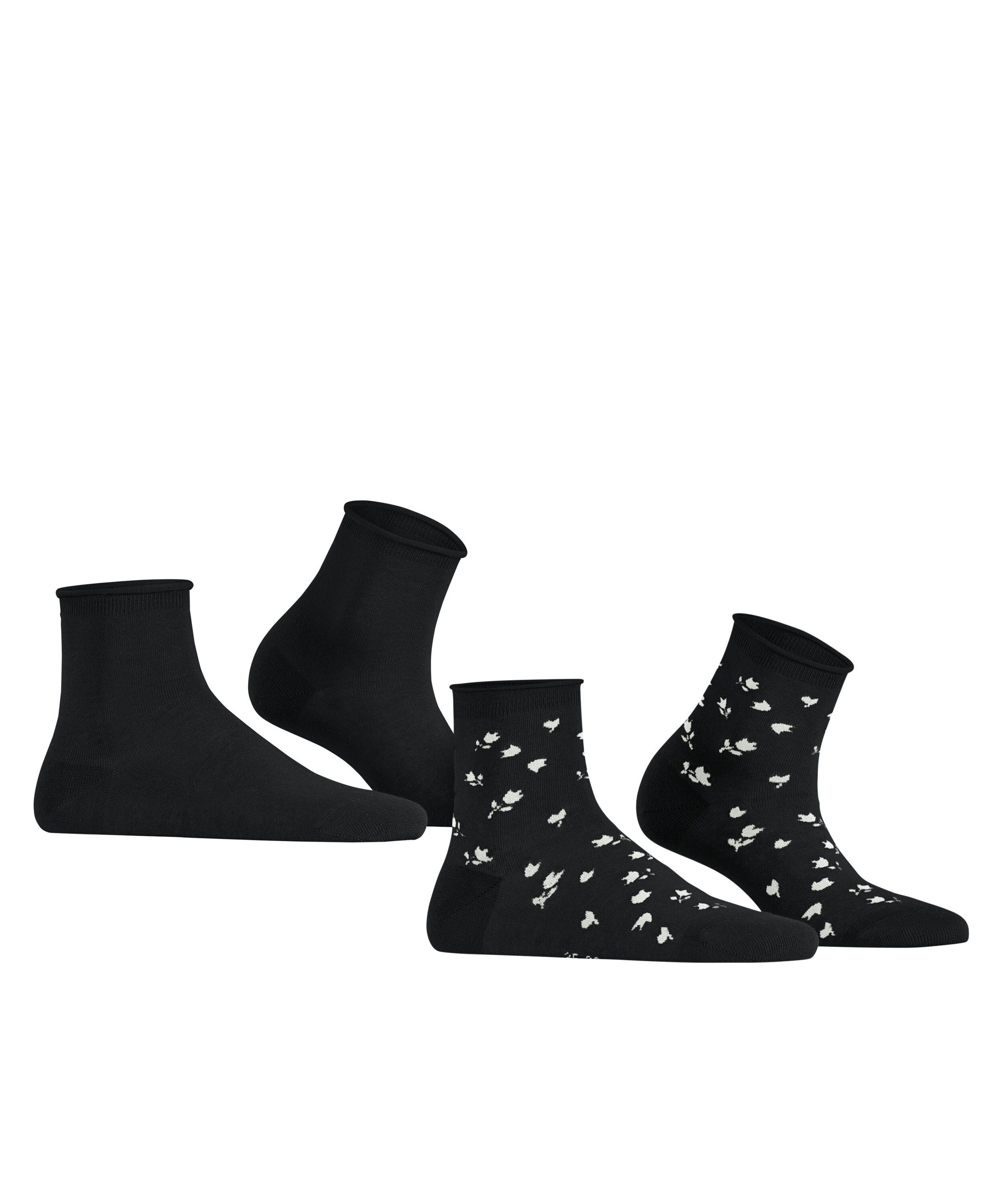 Esprit Kurzsocken Mini Flower 2-Pack Kurzsocken aus Biobaumwolle (2-Paar) aus Biobaumwolle