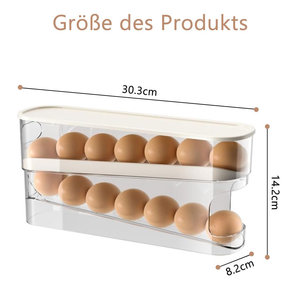 TUWENA Eierkorb 2 Ebenen Automatisch Rollender Eierbehälter, Küchen Organizer für Eier