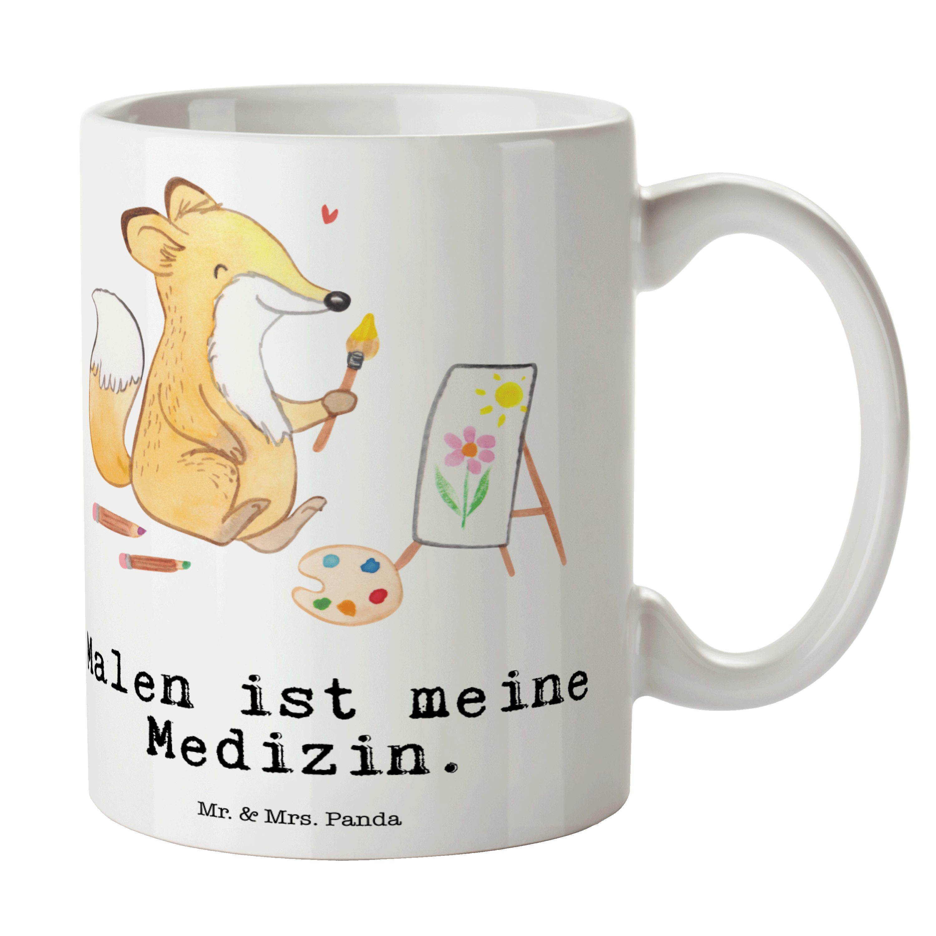 Mr. & Mrs. Panda Tasse Fuchs Malen Medizin - Weiß - Geschenk, Zeichnen, Sportler, Tasse, Ho, Keramik