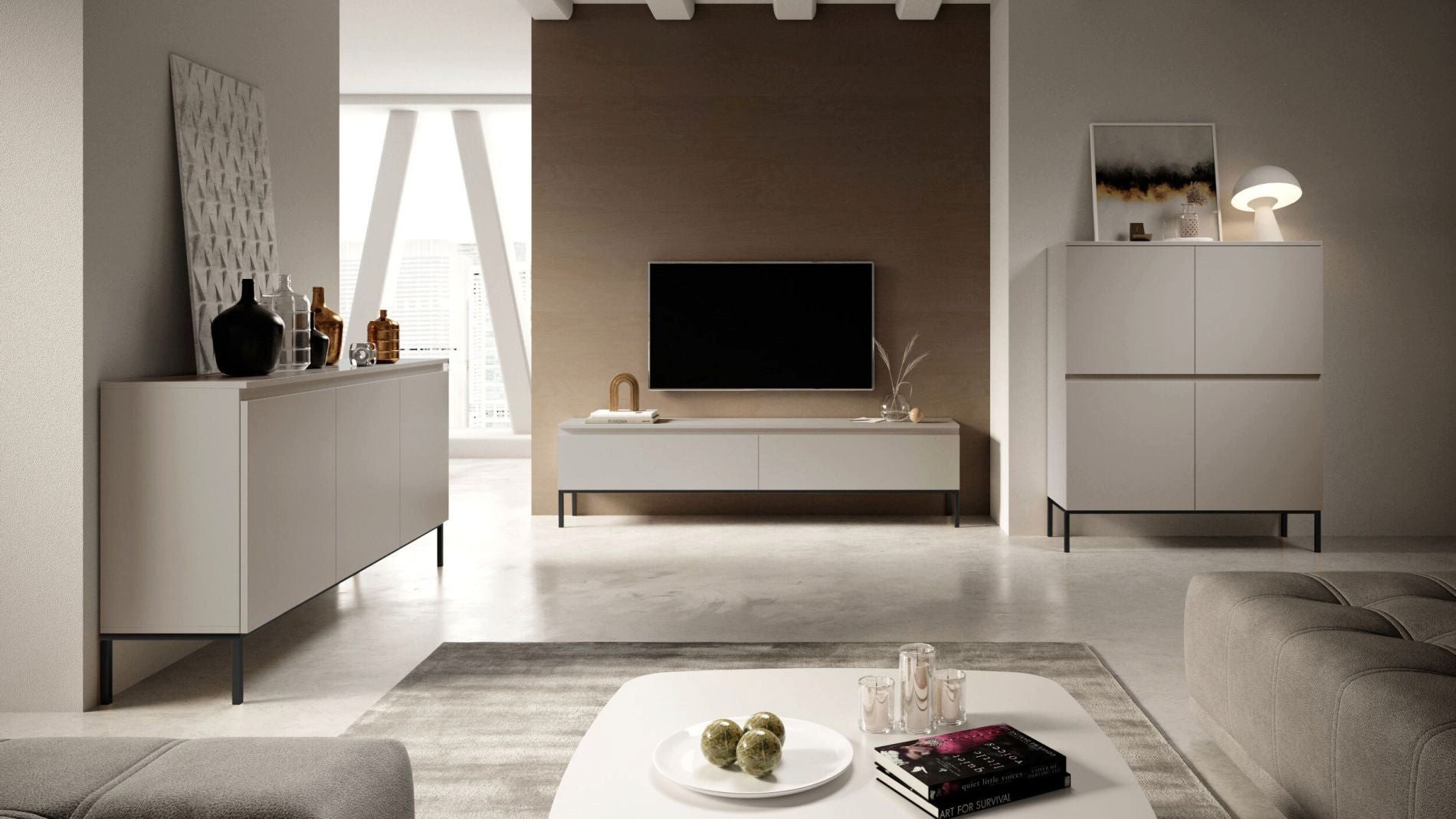 Selsey TV-Schrank BEMMI 2-türig mit Metallgestell, grifflos