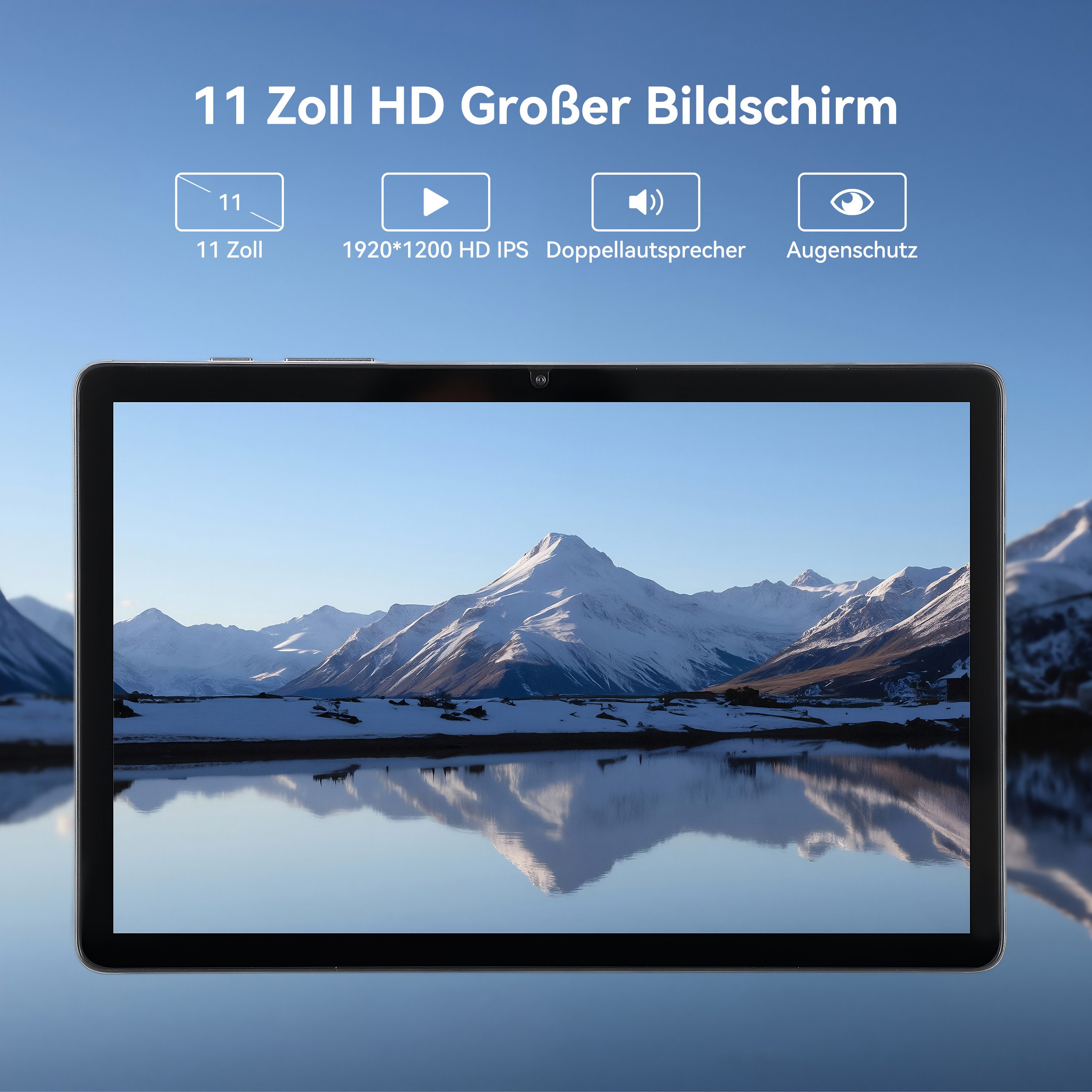 oyajia R95 11 Zoll Android 15 Octa-Core-Prozessor (12+128)GB 8000mAh 16MP+8MP Tablet (11", 128 GB, Android 15, 2G (GSM), 3G (WCDMA), 4G (LTE), WIFI5, GPS SIM-Kartenslot, Gesichtserkennung, Ledertasche für Tastatur)