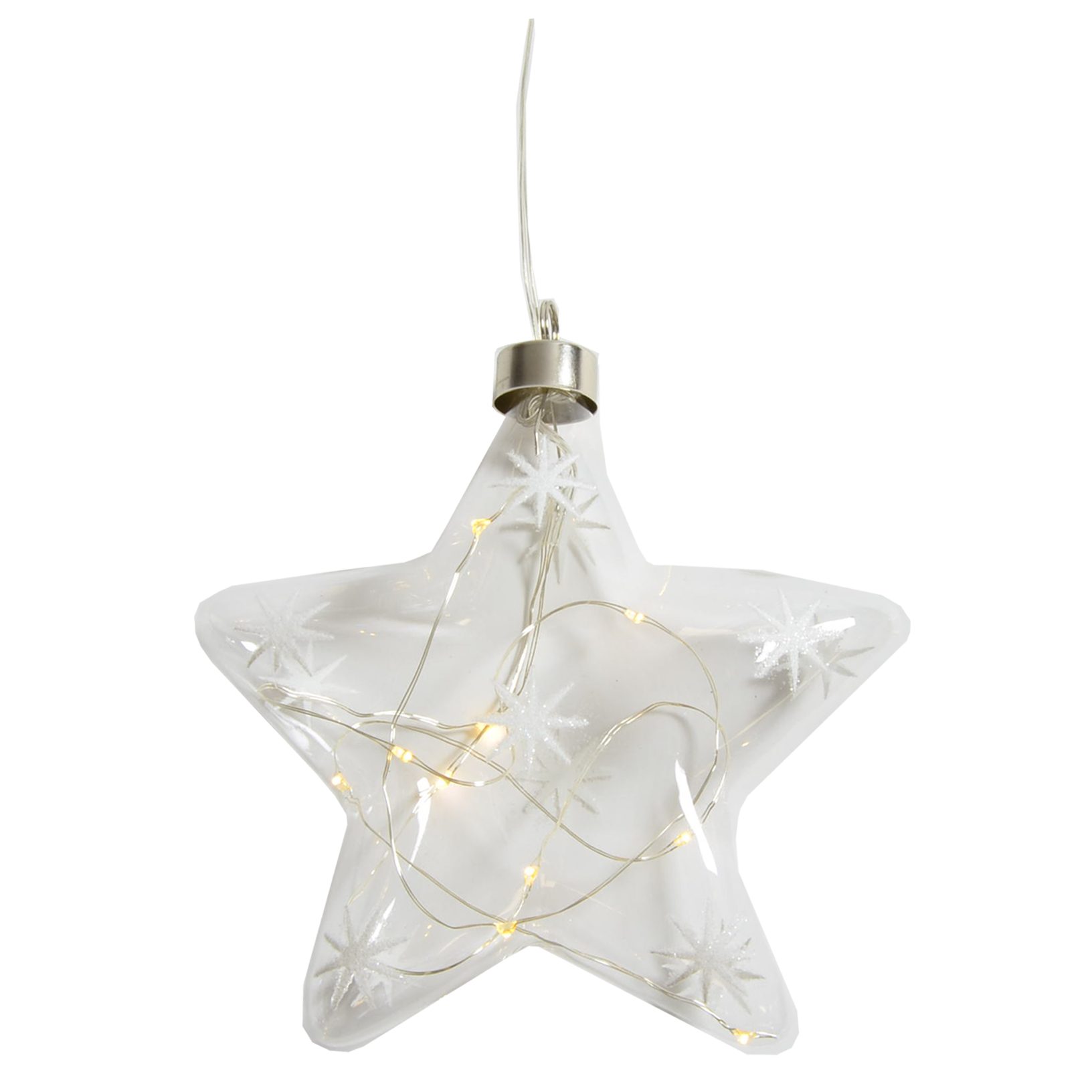 B&S LED Dekolicht Weihnachtsdeko mit LED Beleuchtung Stern Glas transparent 15 cm