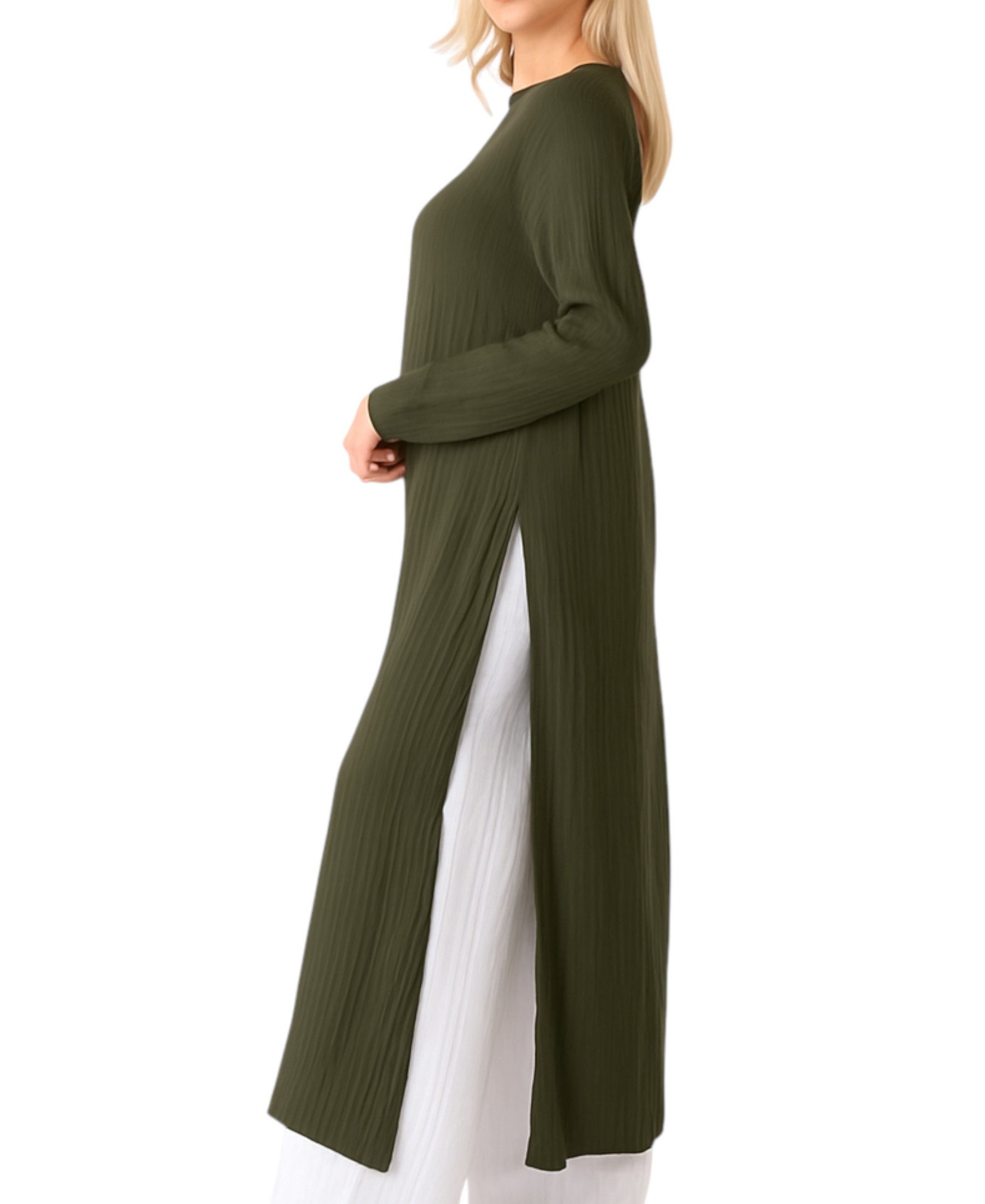 WENOR Longtunika Musselin 100 % Baumwolle 125 cm, Seitenschlitze, Modest Fa günstig online kaufen