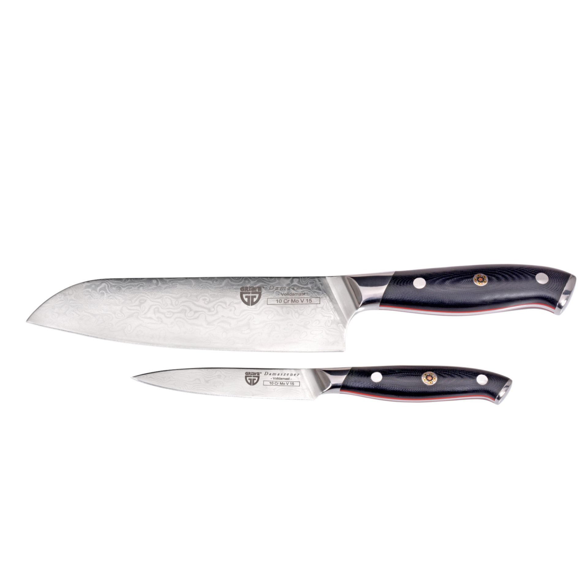 GRÄWE Messer-Set, Gräwe 2x Damastmesser + Wetzstein