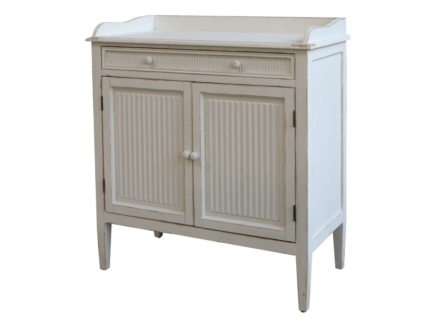 Chic Antique Kommode Schrank mit Rillen H91,5/L83/B41 cm antique weiß (1 St)