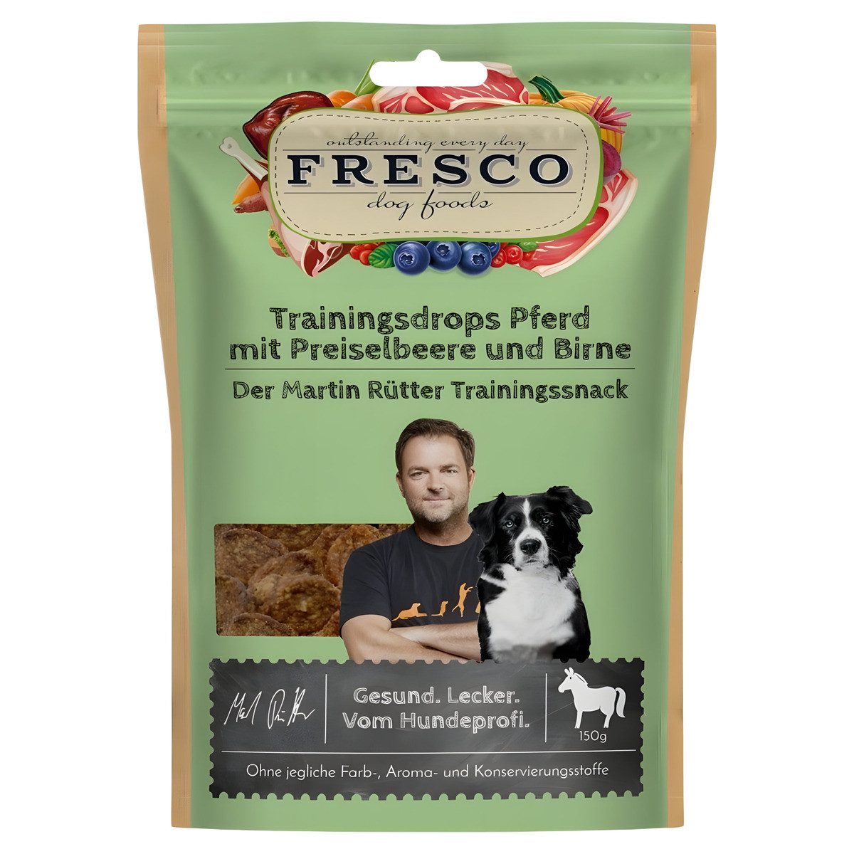 Fresco Martin Rütter Trainingsdrops Pferd mit Preiselbeere und Birne 150 g, Nassfutter für: Hund