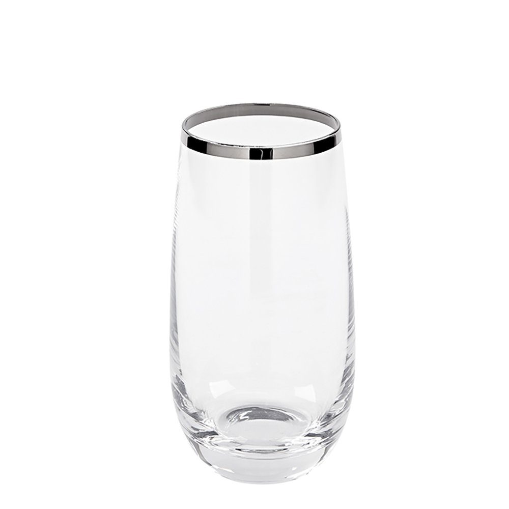 Fink Longdrinkglas FINK Longdrinkglas Platinum - silber-transparent - H. 14cm x B. 7cm, Glas, Platinumauflage