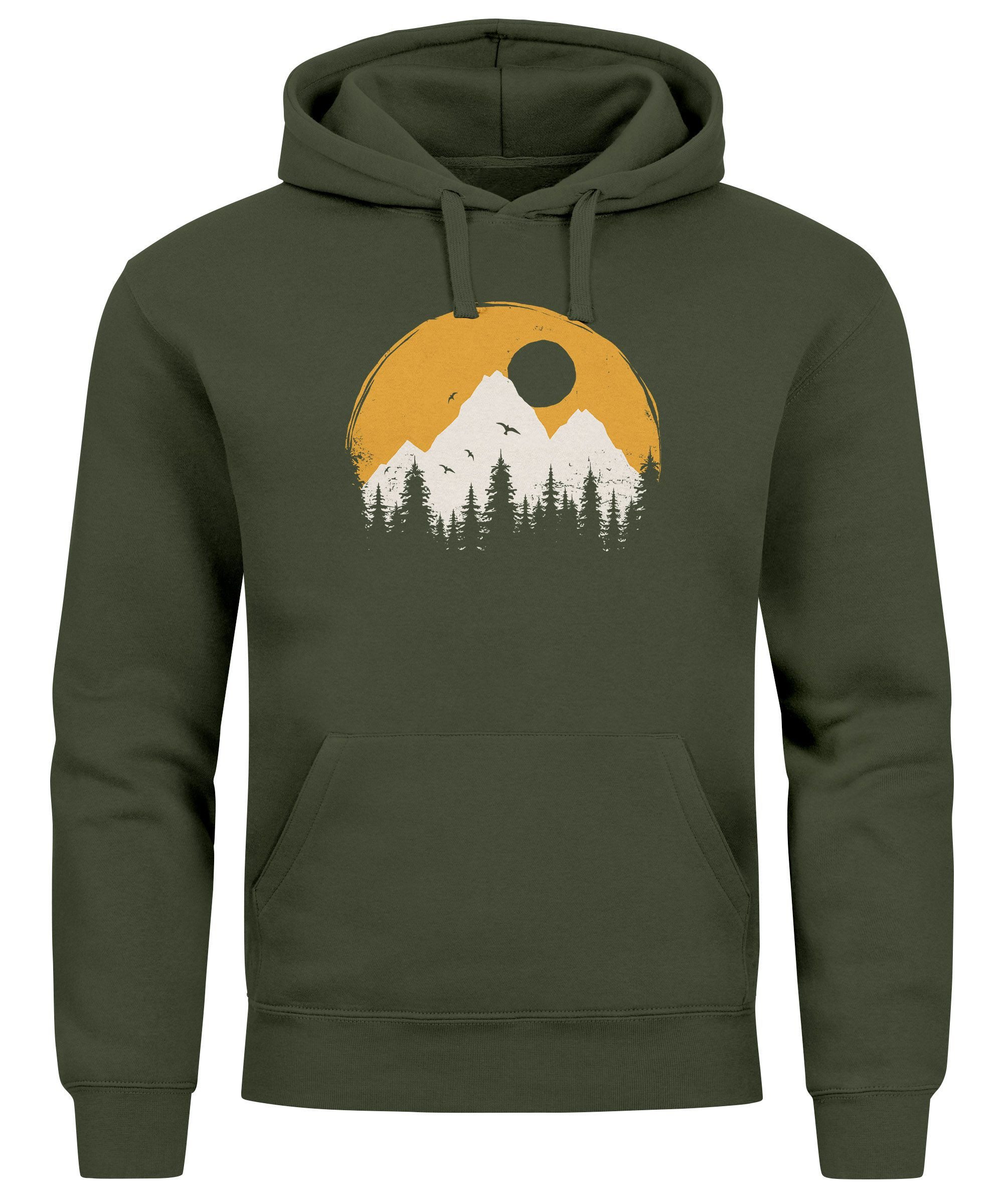 Neverless Hoodie Hoodie Herren Outdoor Print Natural Badge Logo Wandern Kap günstig online kaufen