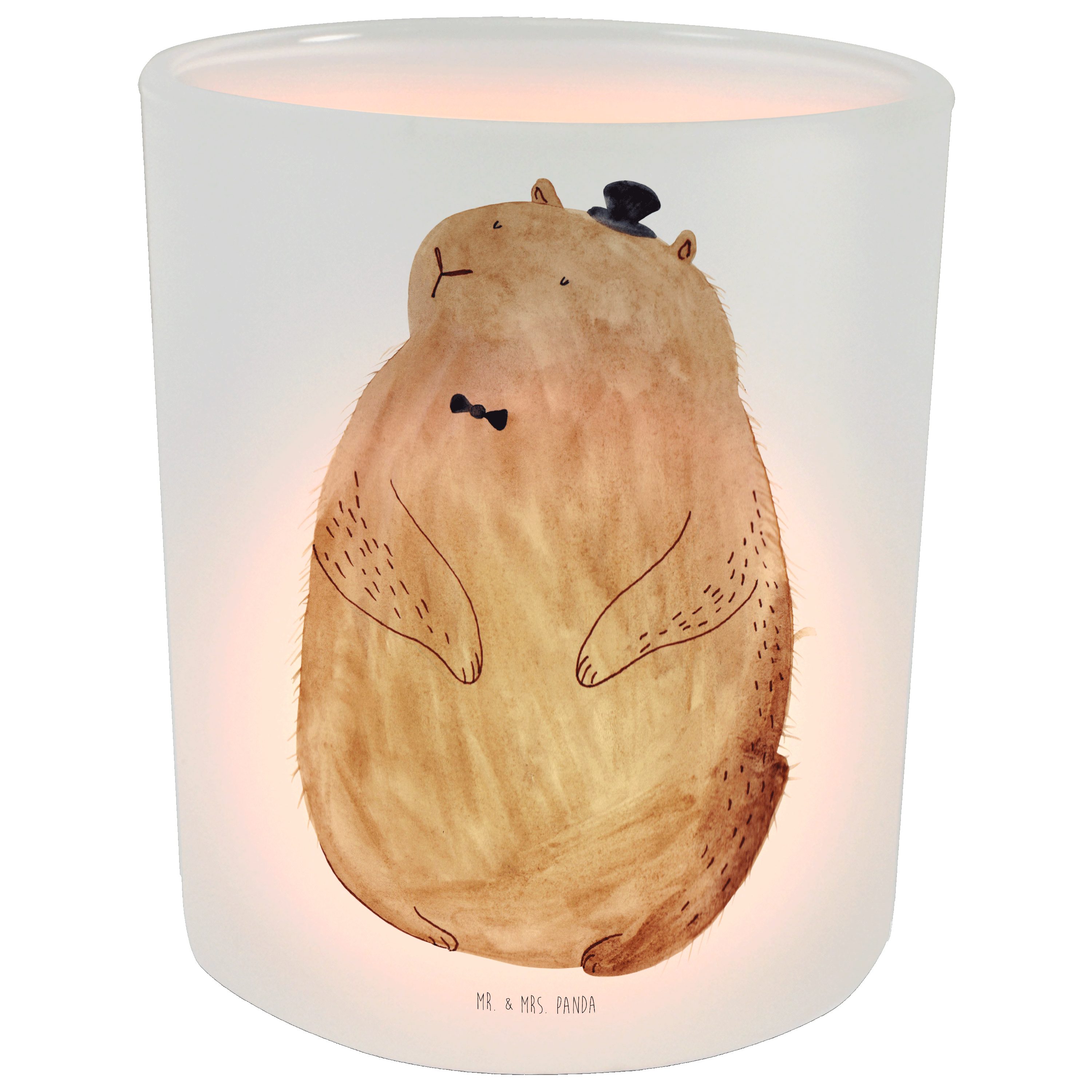 Mr. & Lau Mrs. - Geschenk, Teelichter, (1 Gute Tiermotive, Panda Windlicht - Murmeltier St) Transparent