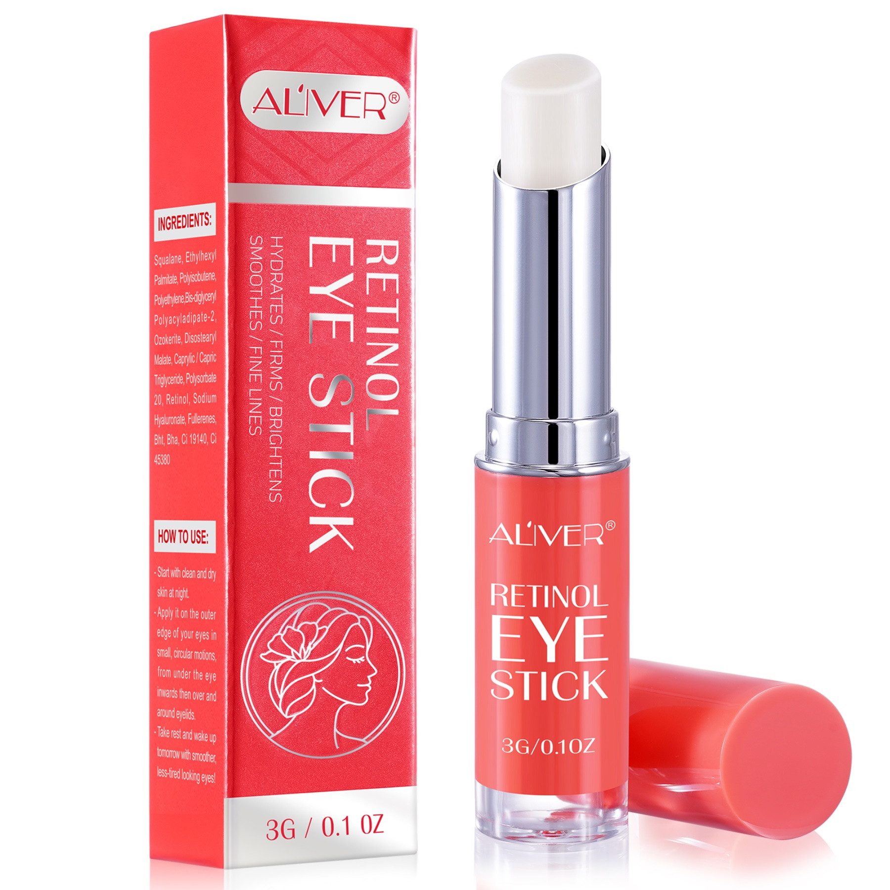 ALIVER Augencreme Anti Aging Falten Augenpflege mit Retinol Kollagen Hyaluronsäure, 1-tlg., Augencreme Retinol