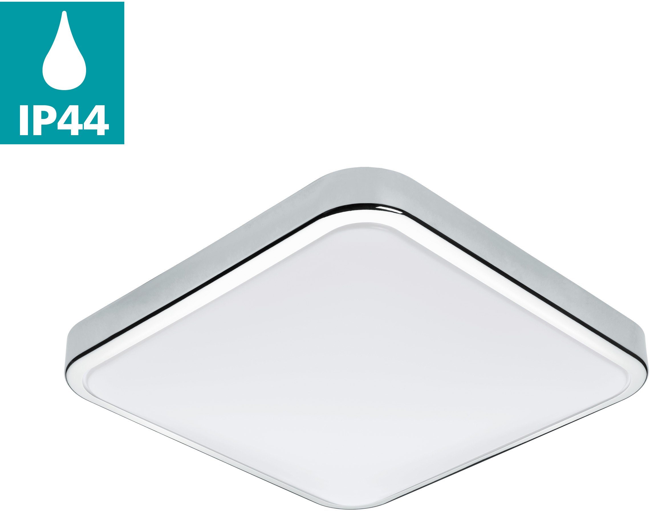 LED EGLO Wandleuchte Stahl Warmweiß, integriert, fest und LED Deckenleuchte, Kunststoff Badezimmer-Deckenlampe, MANILVA,