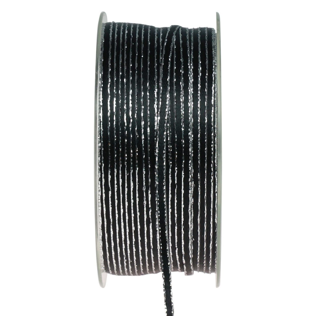 Dekoband Schleifenband Geschenkband Dekorationsband 3mm 100m Schwarz Silber