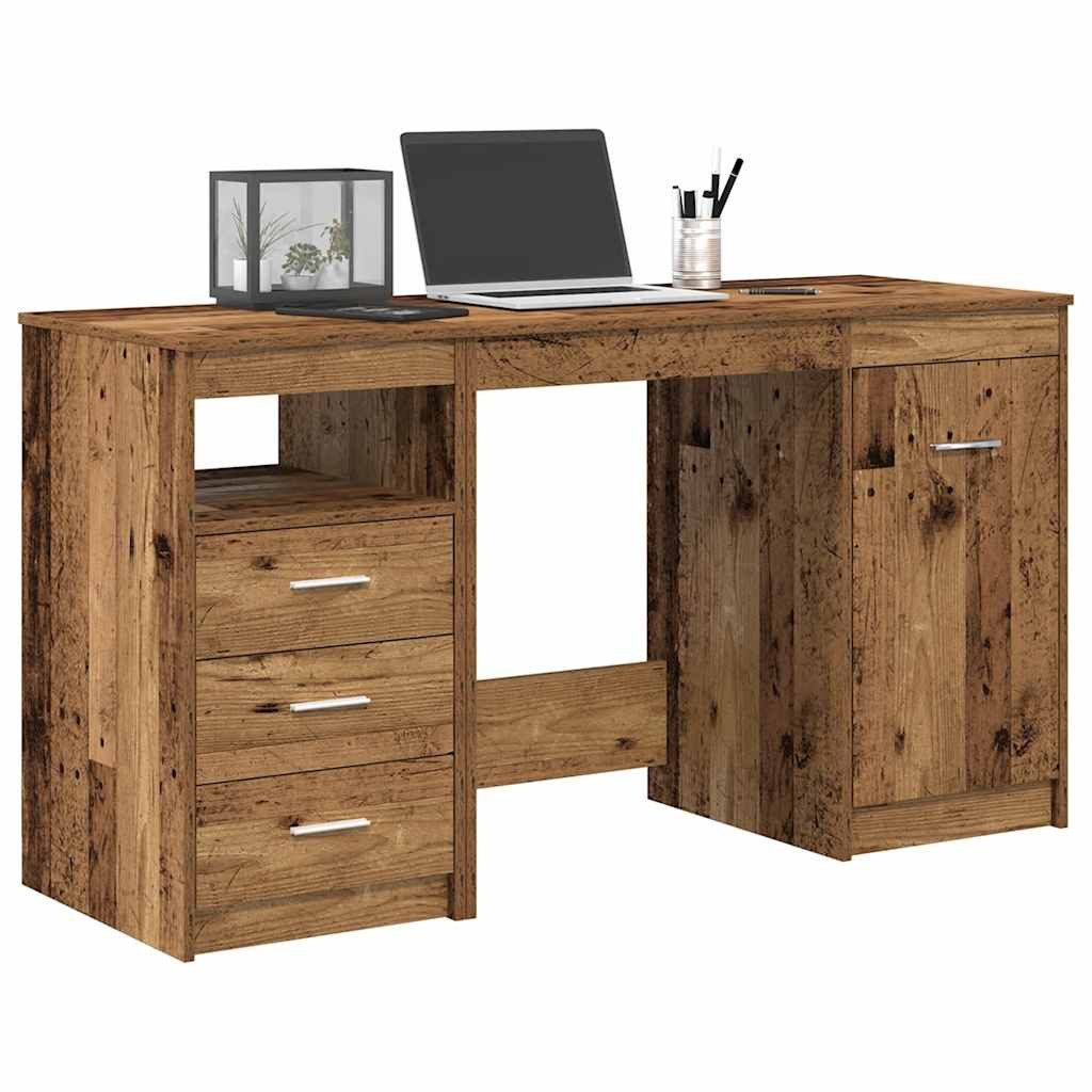 vidaXL Schreibtisch Schreibtisch mit Unterschrank Altholz Holzwerkstoff